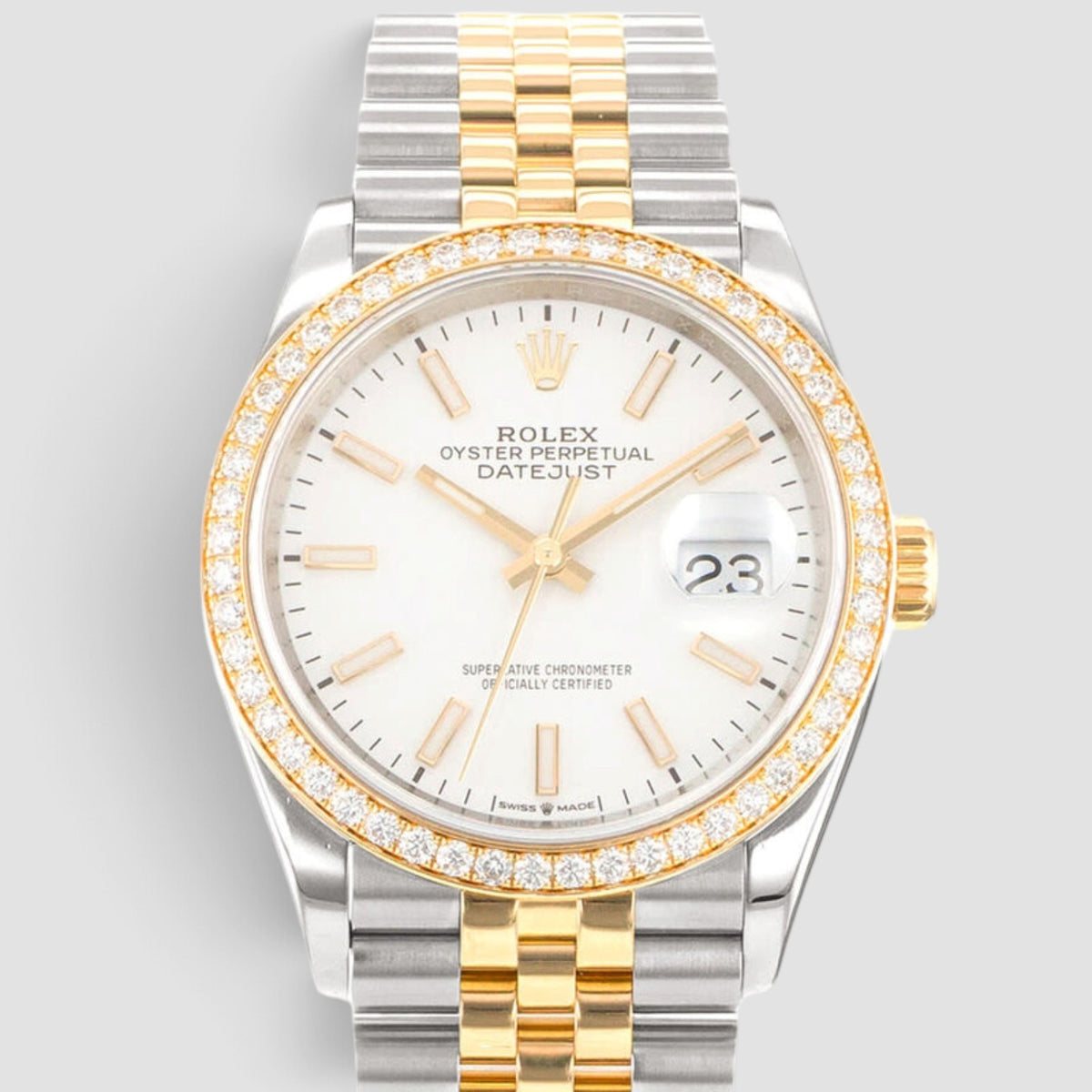 Datejust 36 White Dial Diamond Bezel Jubilee