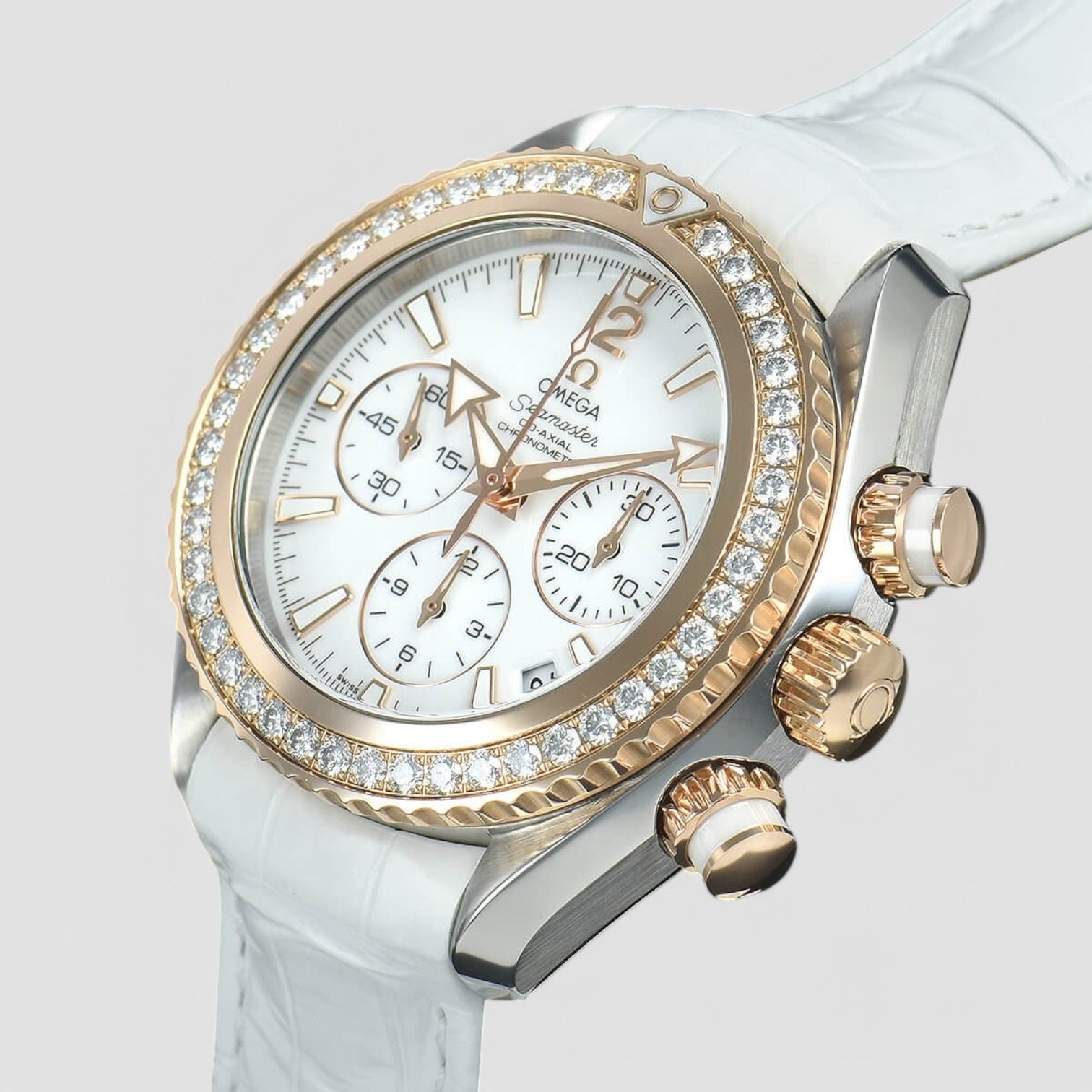 Seamaster Planet Ocean Chronograph Automatic Chronomete Diamond Ladies Watch