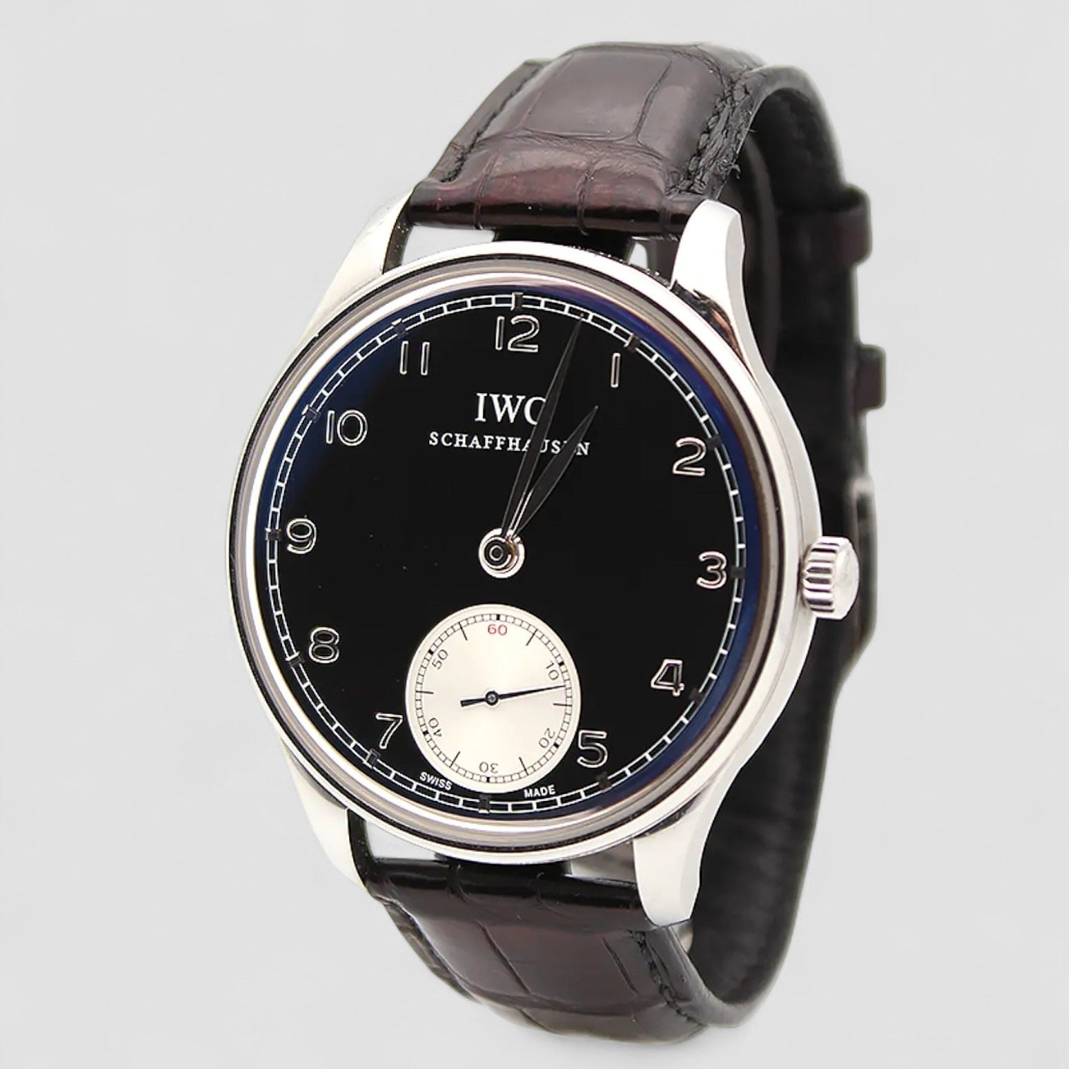 Portuguese Hand-Wound SS Black Dial