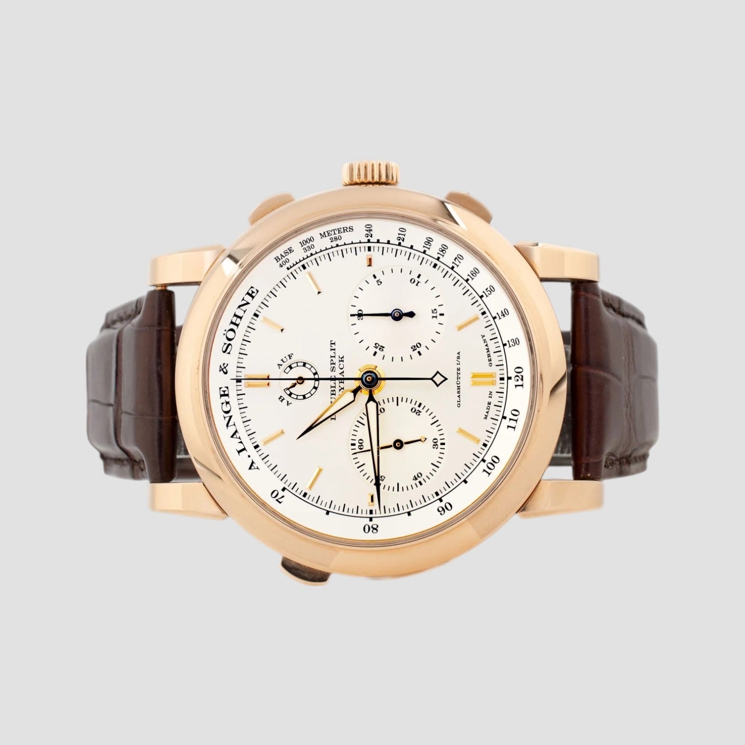Saxonia Double Split Rose Gold Silver Dial 43mm