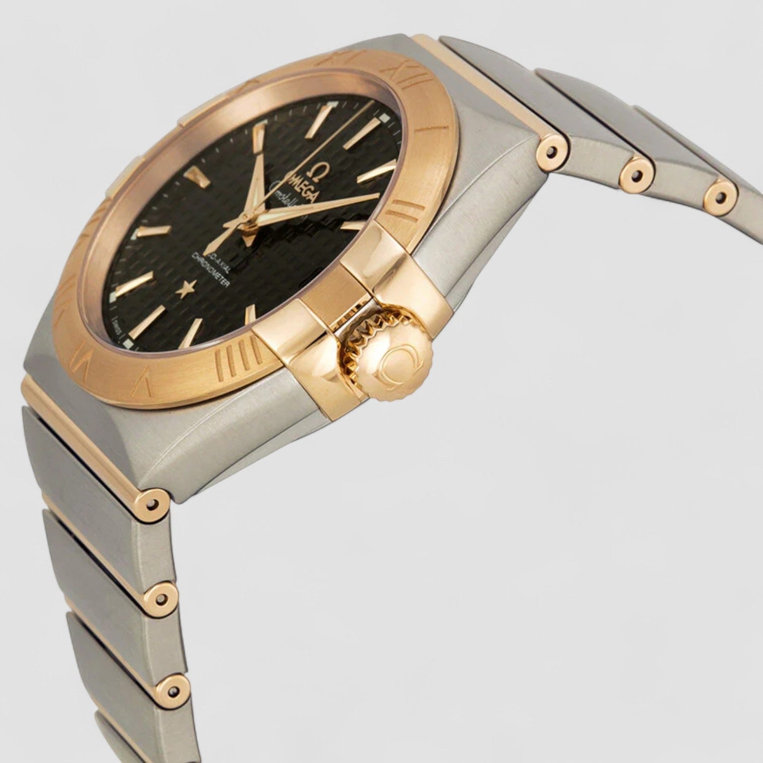 Constellation Automatic Black Dial Stainless Steel and 18kt Rose Gold Men's Watch