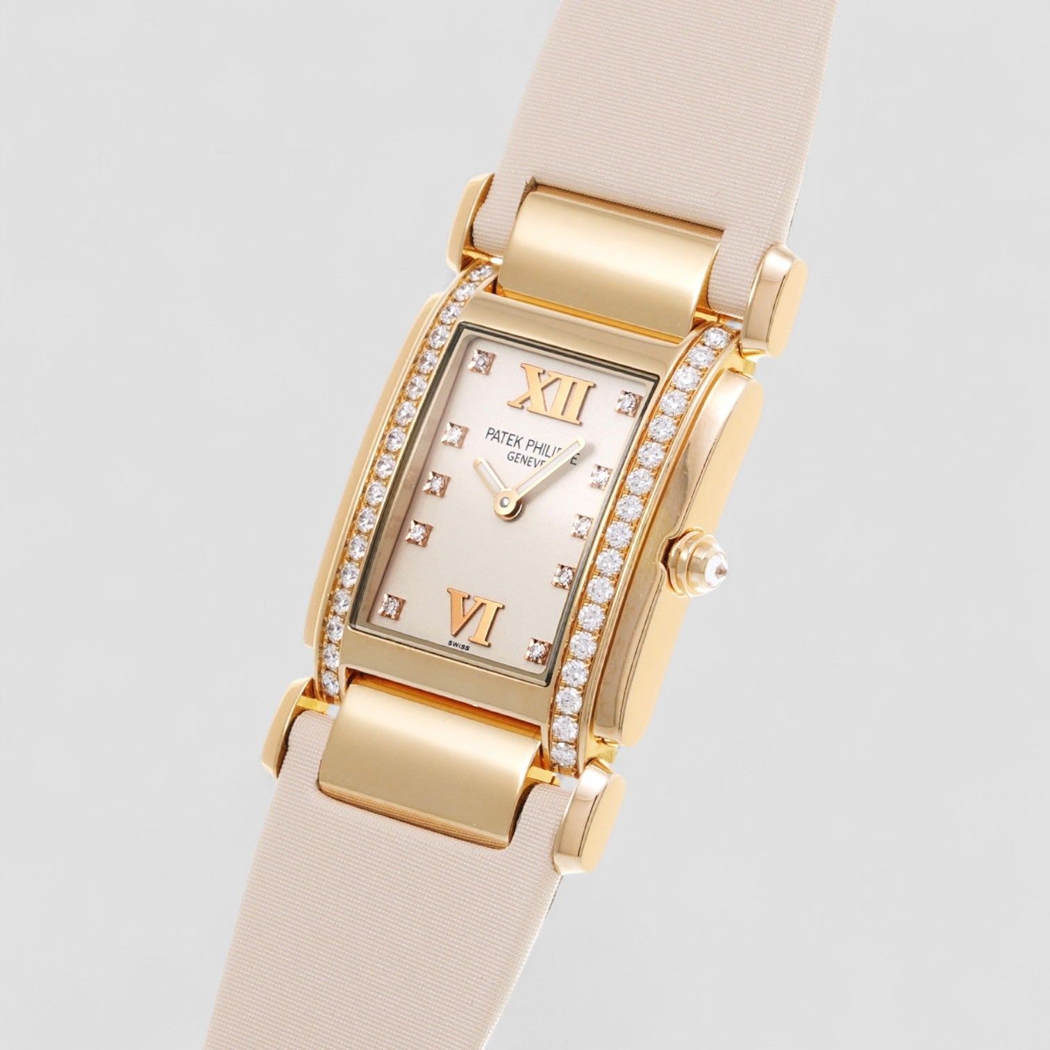 Twenty-4 Rose Gold Black Strap Diamond Ladies Watch