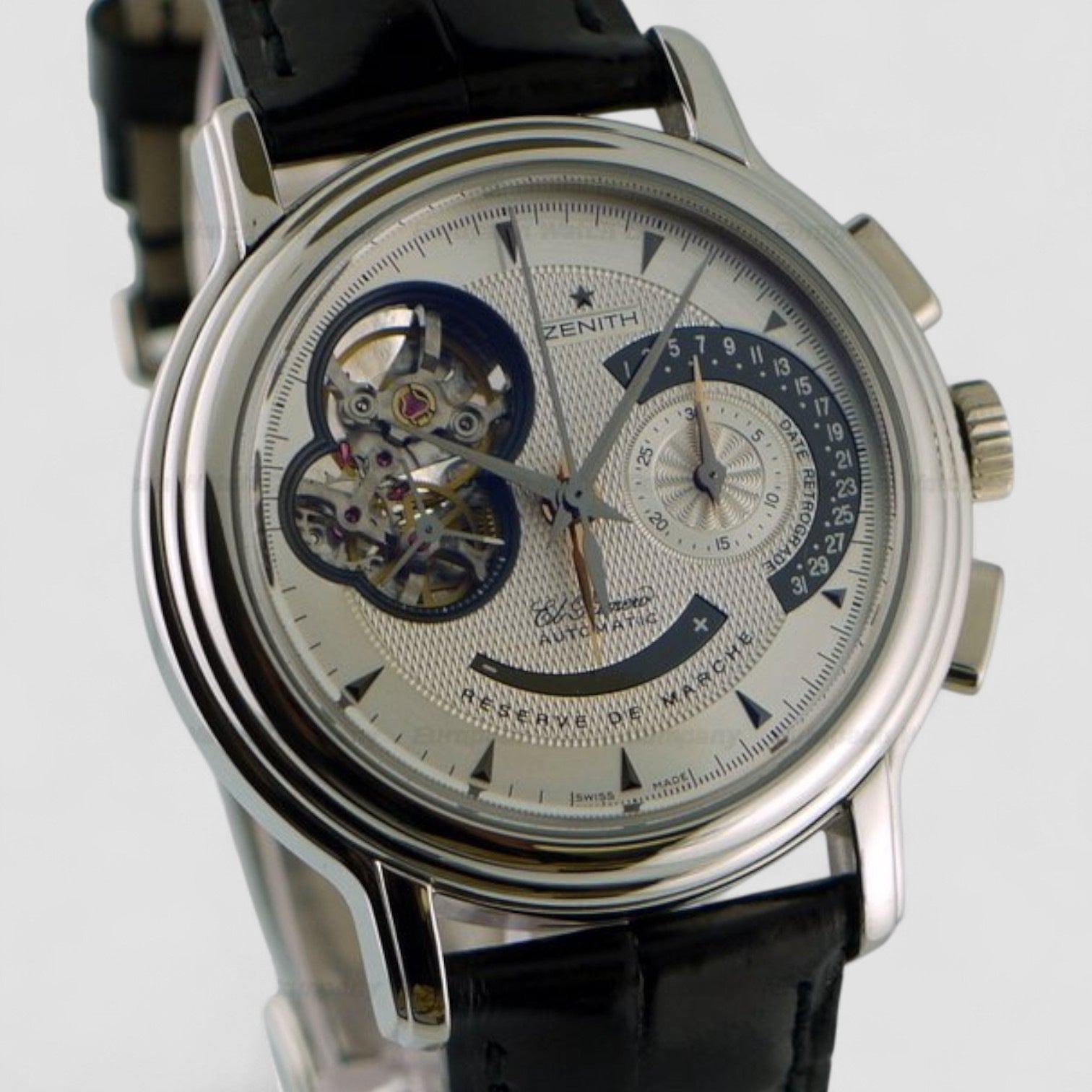 Chronomaster T Open Date Retrograde Platinum Silver Dial