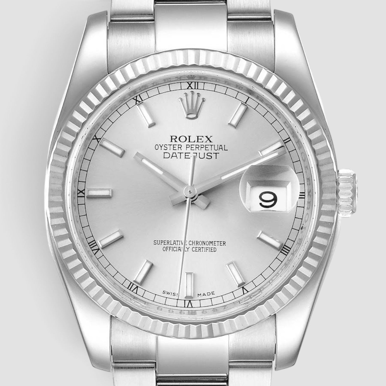 Datejust 36mm Stainless Steel & 18K White Gold Silver Dial