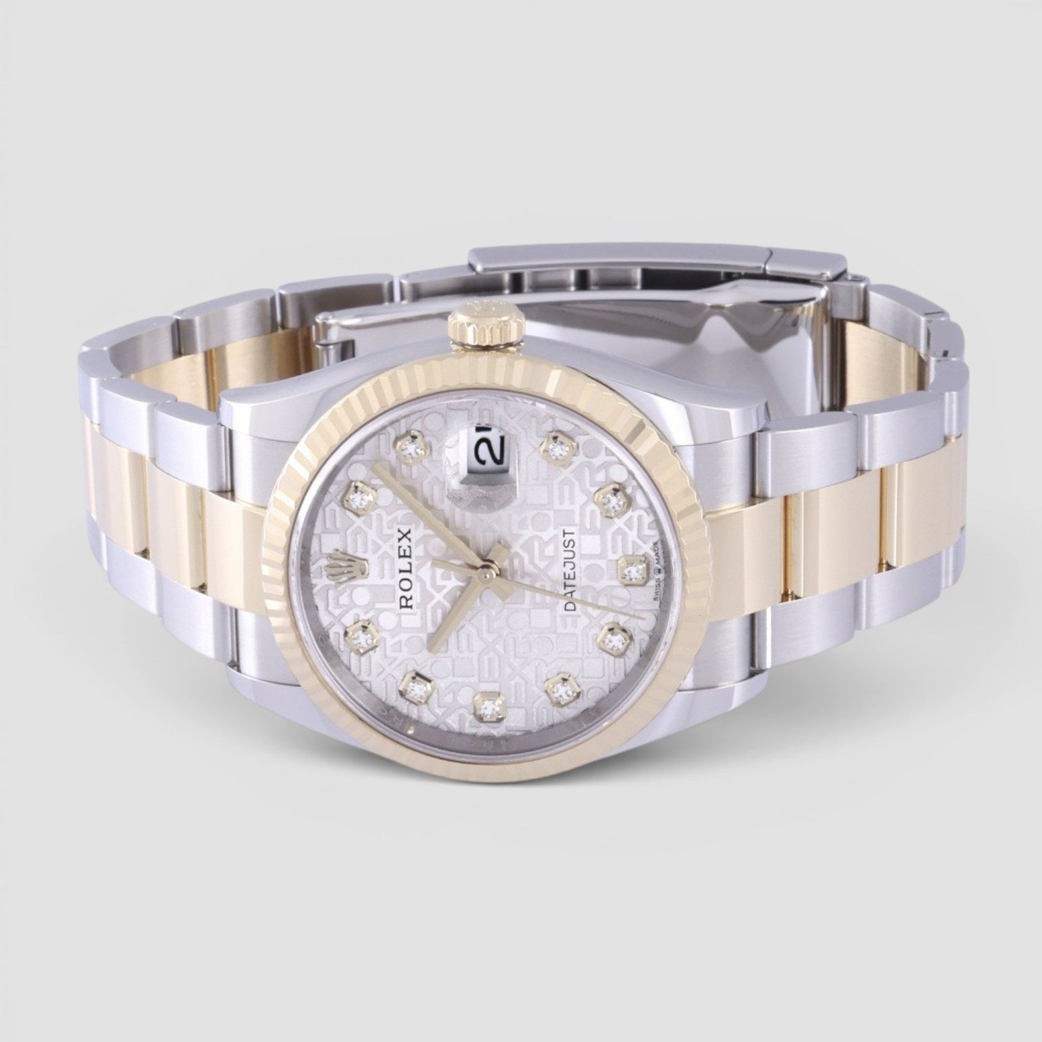 Datejust 36mm Oystersteel & 18K Yellow Gold White Diamond Dial
