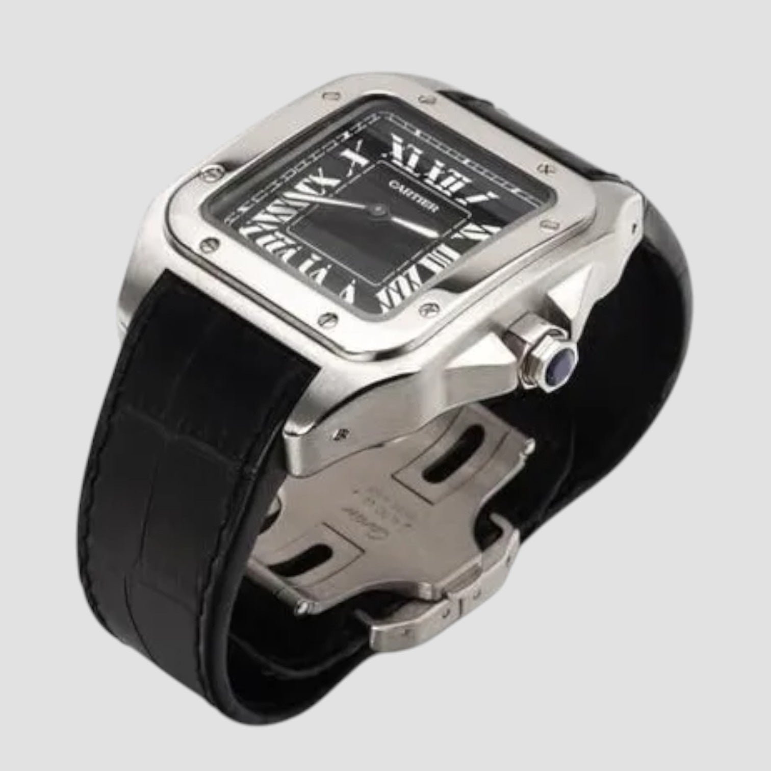 Santos 100 Black Shutter Dial Men's Watch