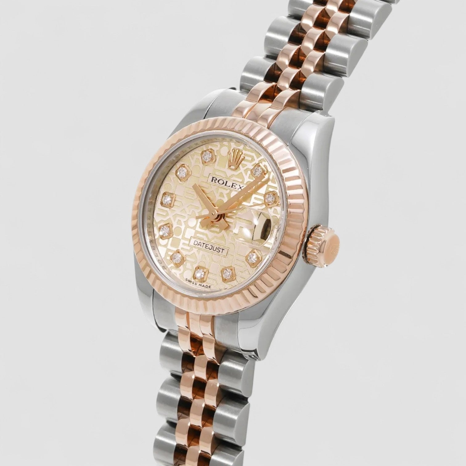 Datejust Steel Rose Gold Pink Diamond Dial Ladies Watch