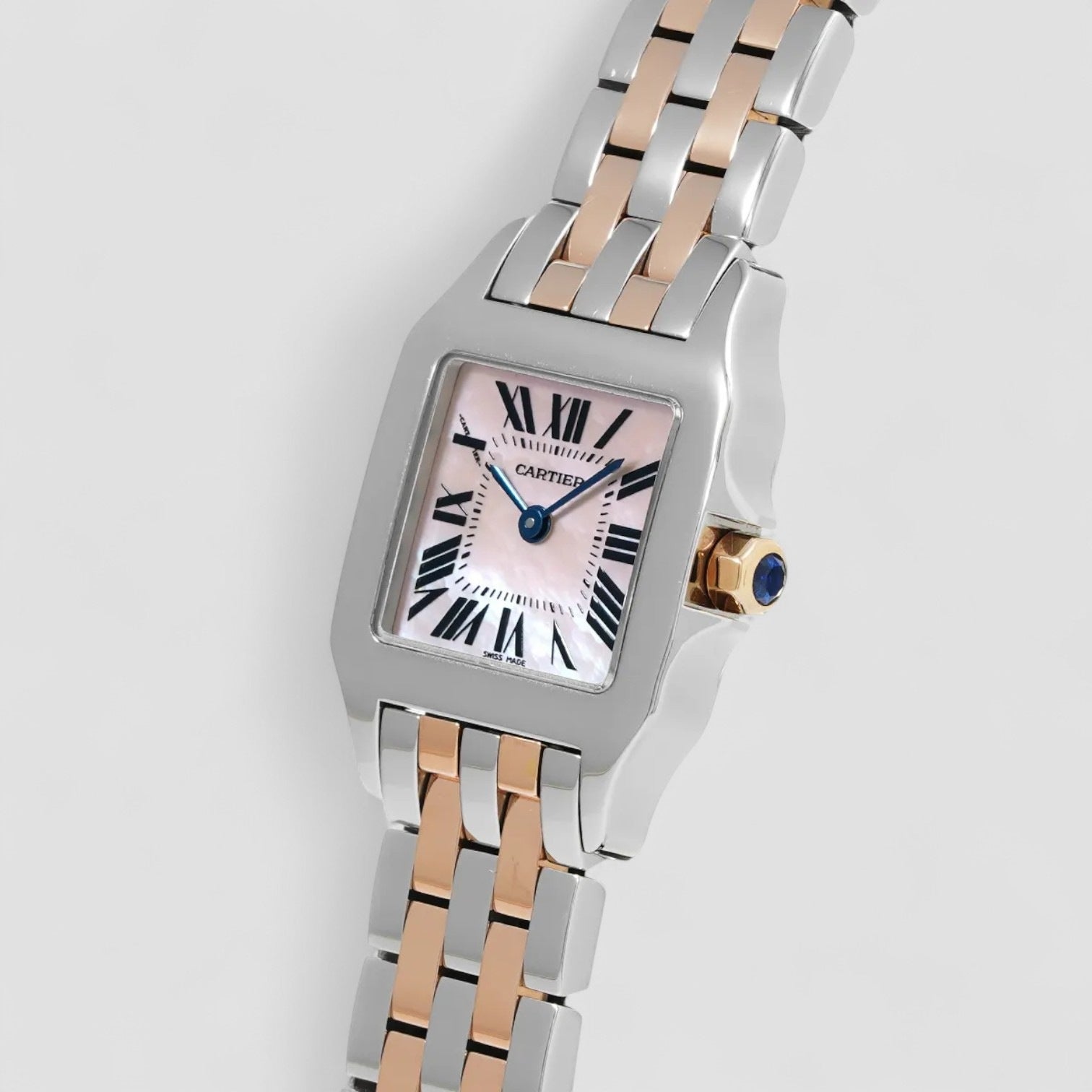 Santos Demoiselle Pink Mother of Pearl Dial Two Tone Steel Ladies Watch
