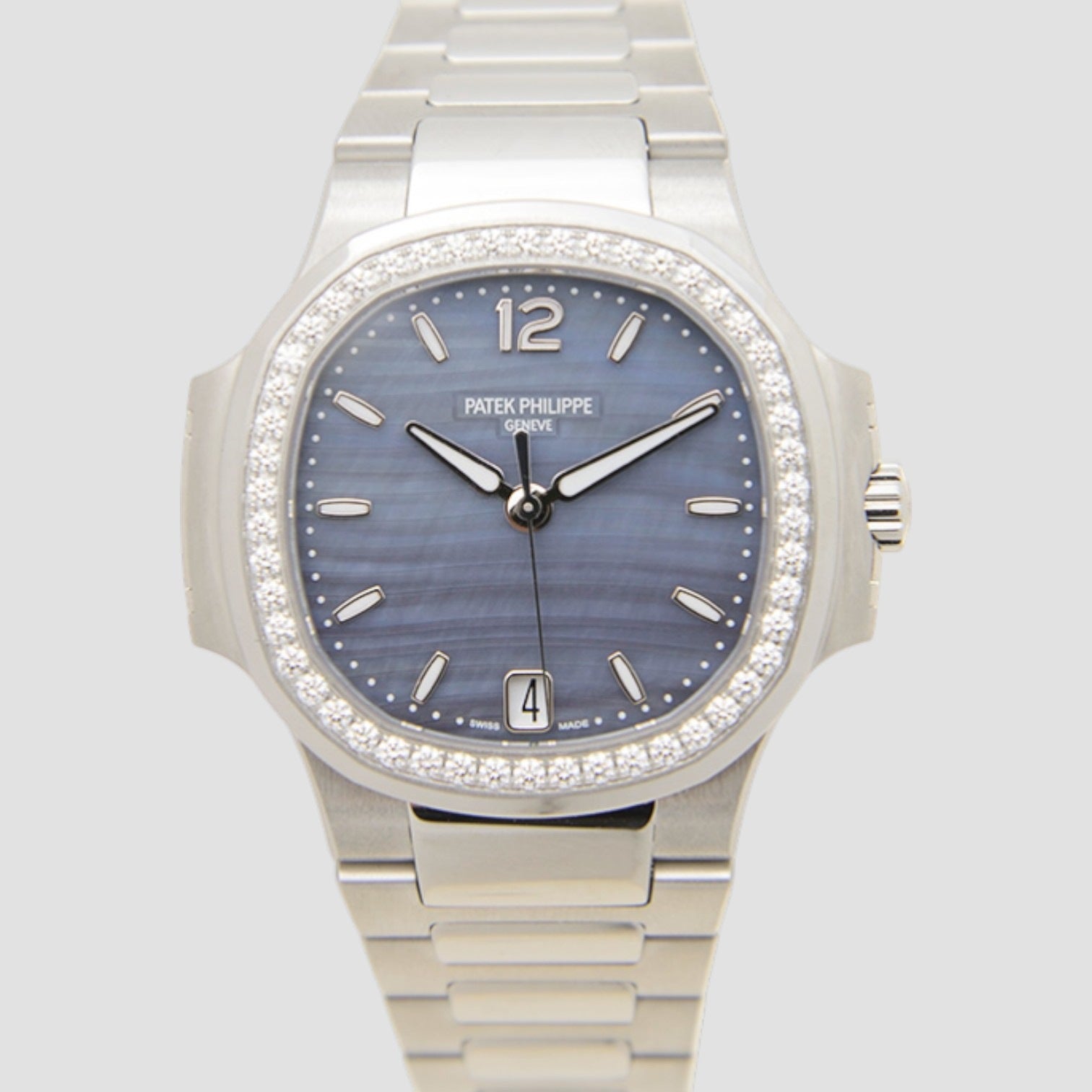 Nautilus Blue Wave Motif Dial & Diamond Bezel Women's Watch