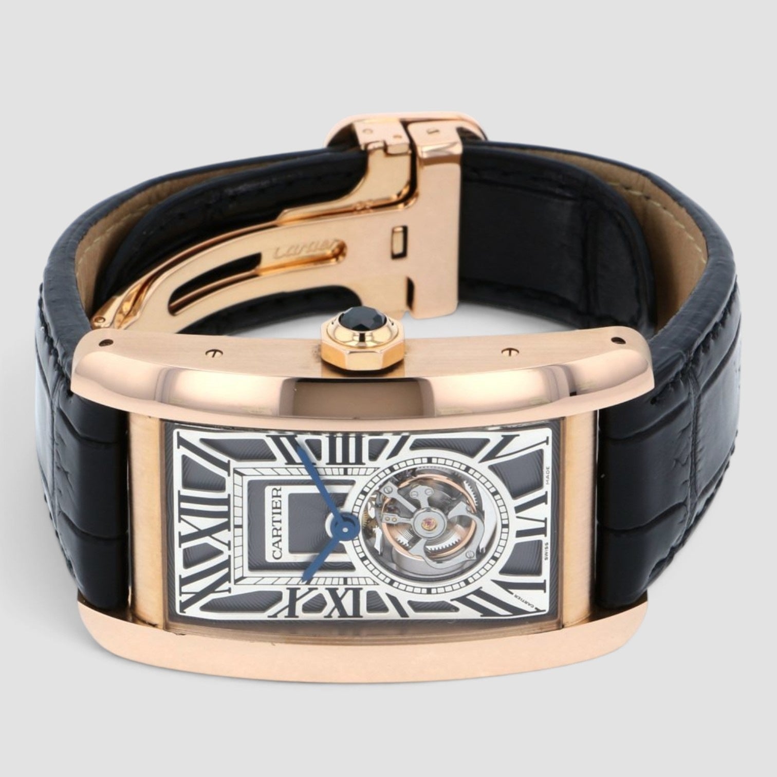 Tank Américaine Flying Tourbillon 36 x 52mm 18K Rose Gold Grey Dial