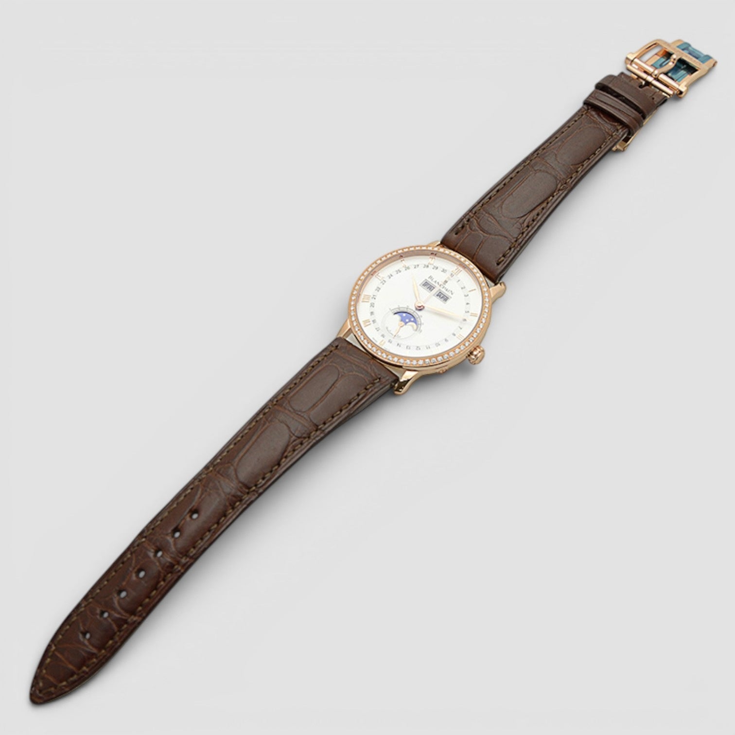 Villeret Quantième Complet 38mm Rose Gold Diamond Bezel