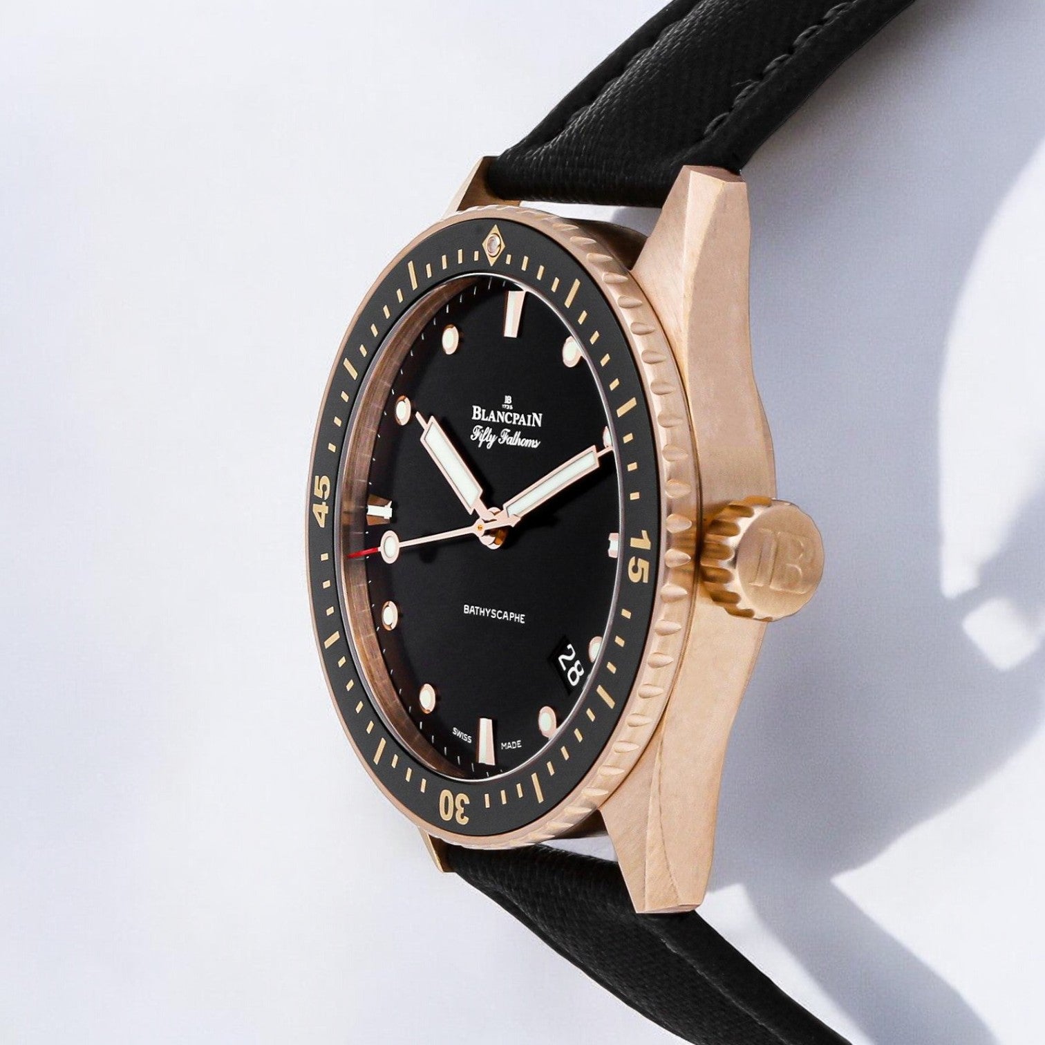 Fifty Fathoms Bathyscaphe 18k Rose Gold Black Dial