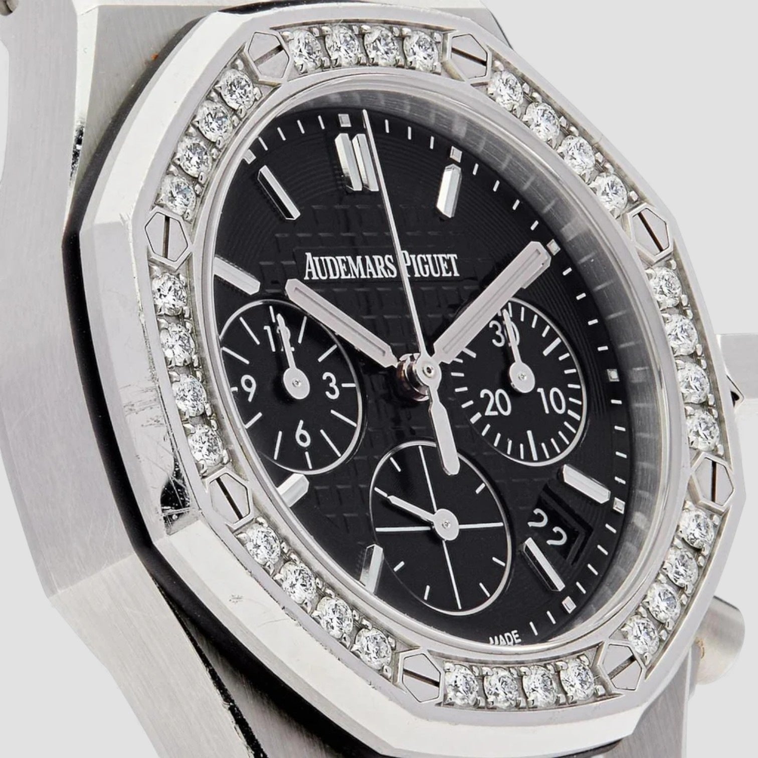 Royal Oak Offshore 'Lady' Stainless Steel Black Dial Diamond Bezel