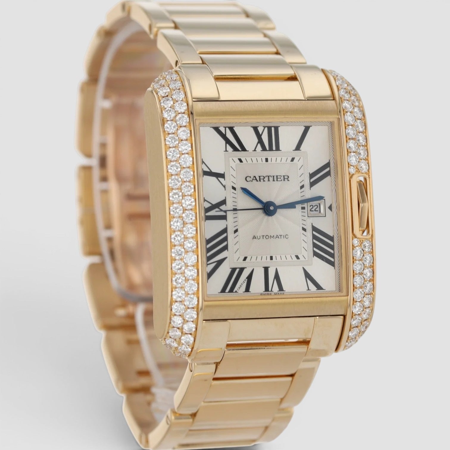 Tank Anglaise Automatic 18K Yellow Gold Diamond-Set