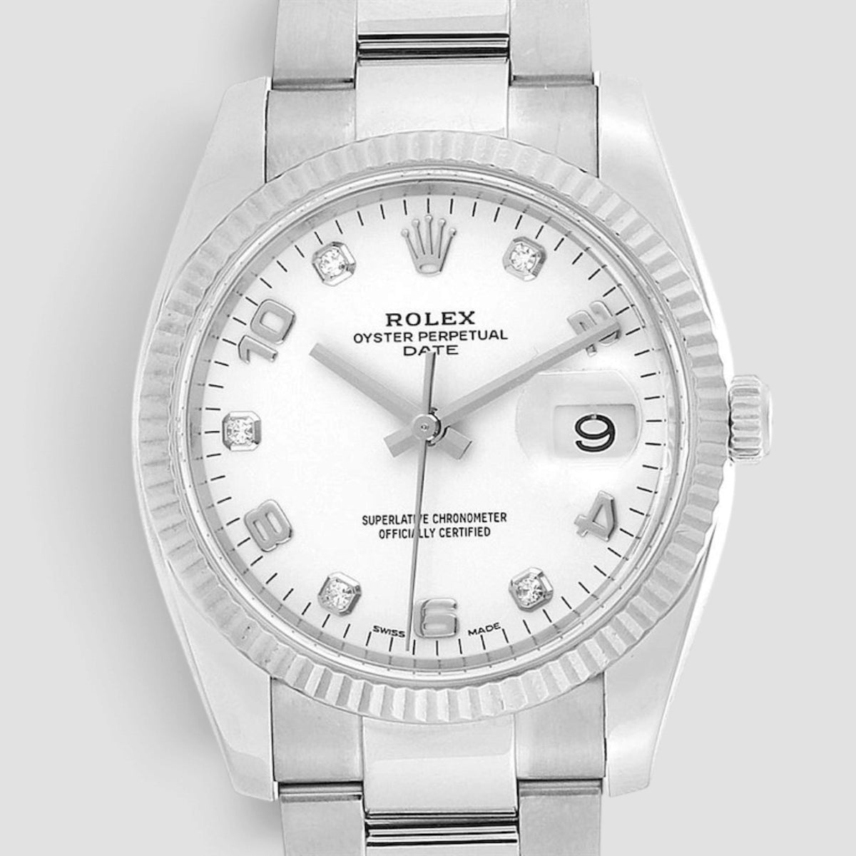 Oyster Perpetual Date 34 White Diamond Dial