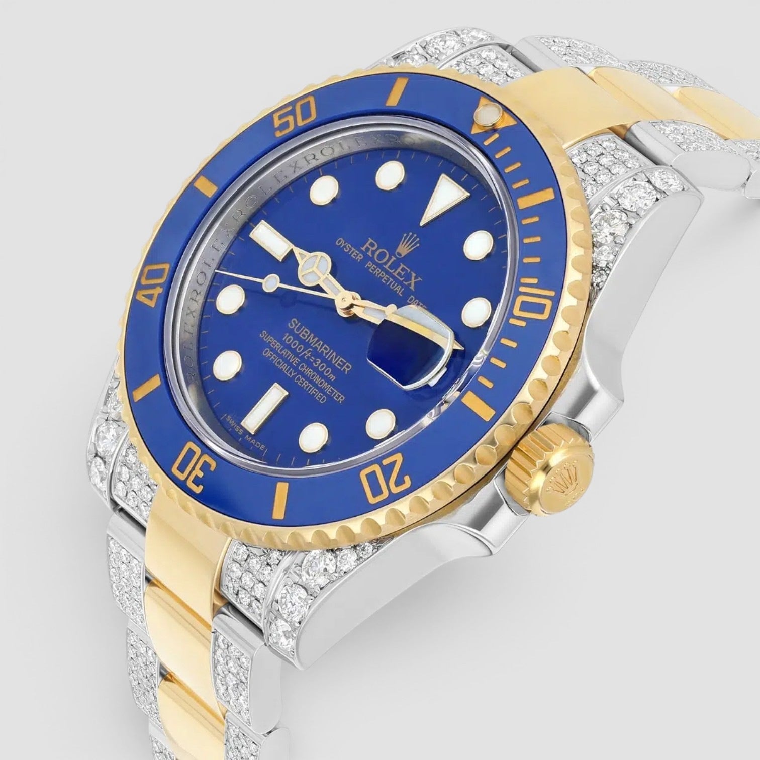 Submariner 40 mm Blue Dial Two Tone Diamond Men's Watch