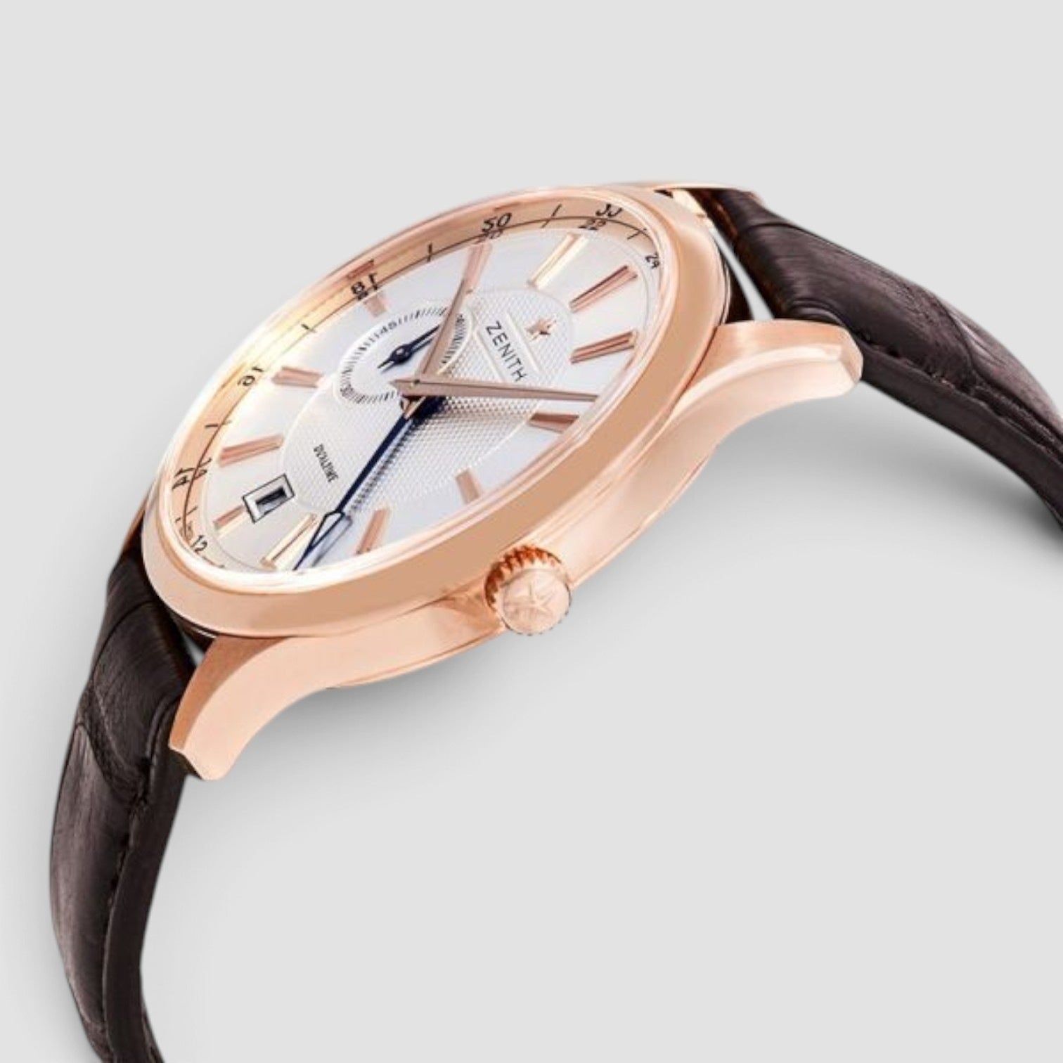 Elite Dual Time 40mm Rose Gold Silver Dial
