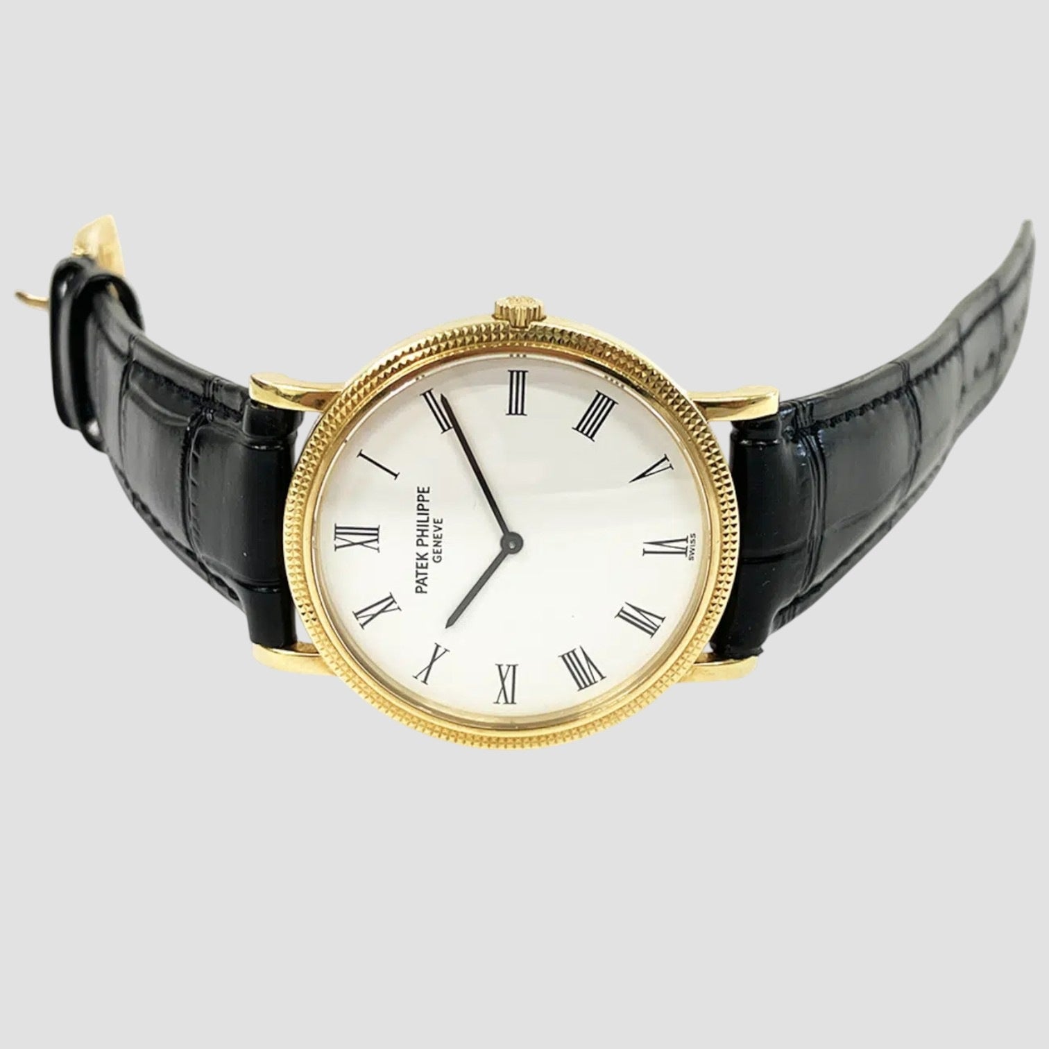 Calatrava 33mm Yellow Gold With Black Leather Watch