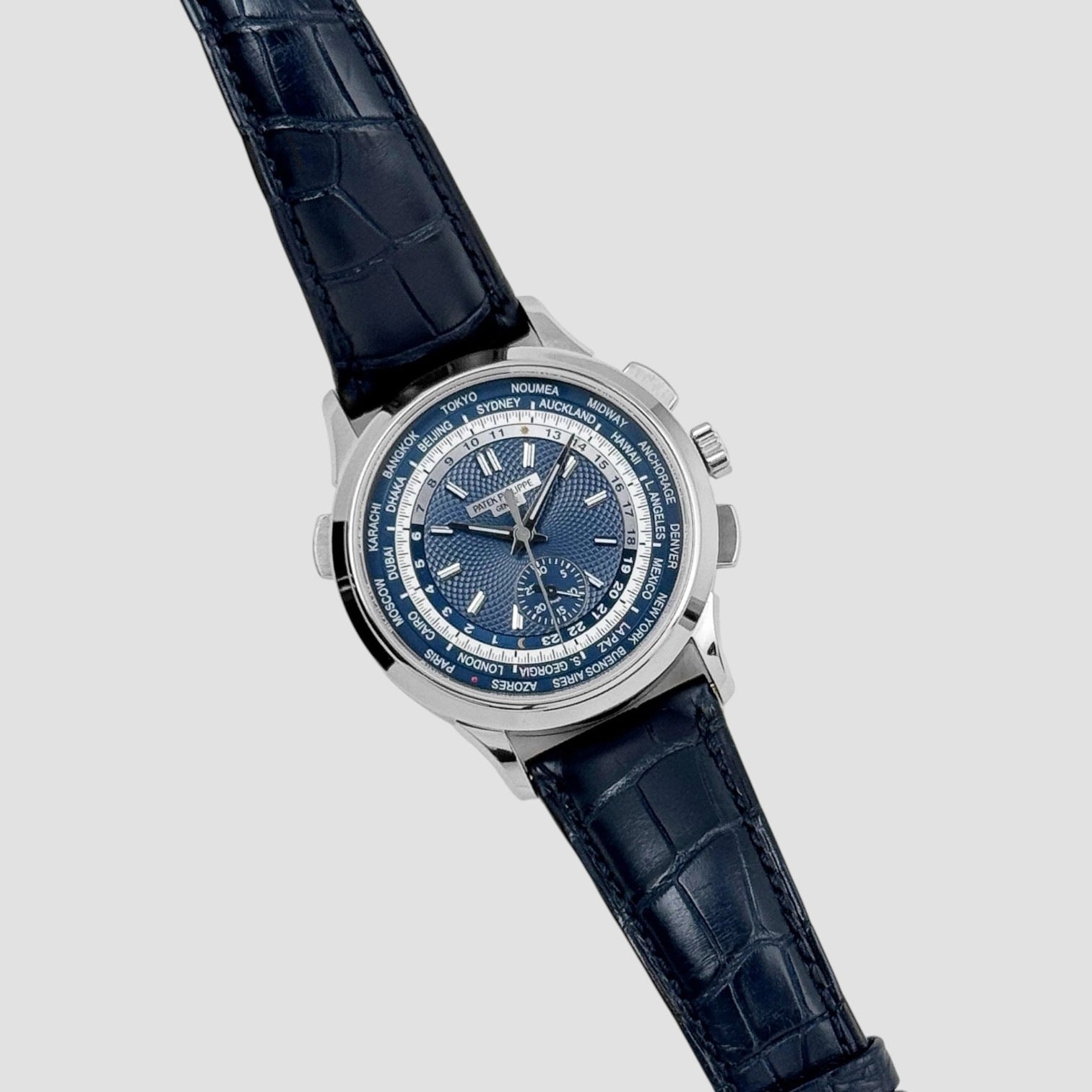 Complications World Time Flyback Chronograph White Gold Blue Dial