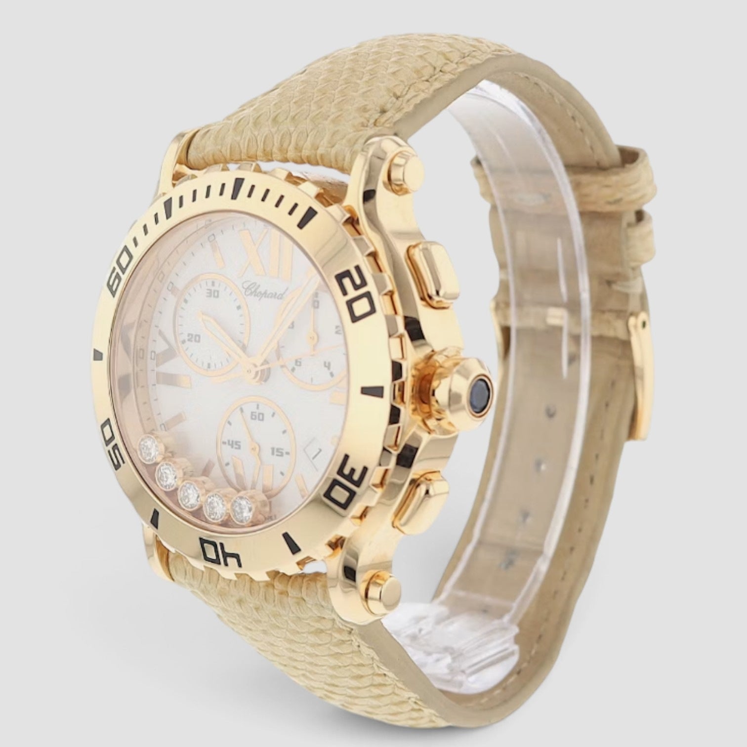 Happy Sport Chronograph 42mm Rose Gold White Dial