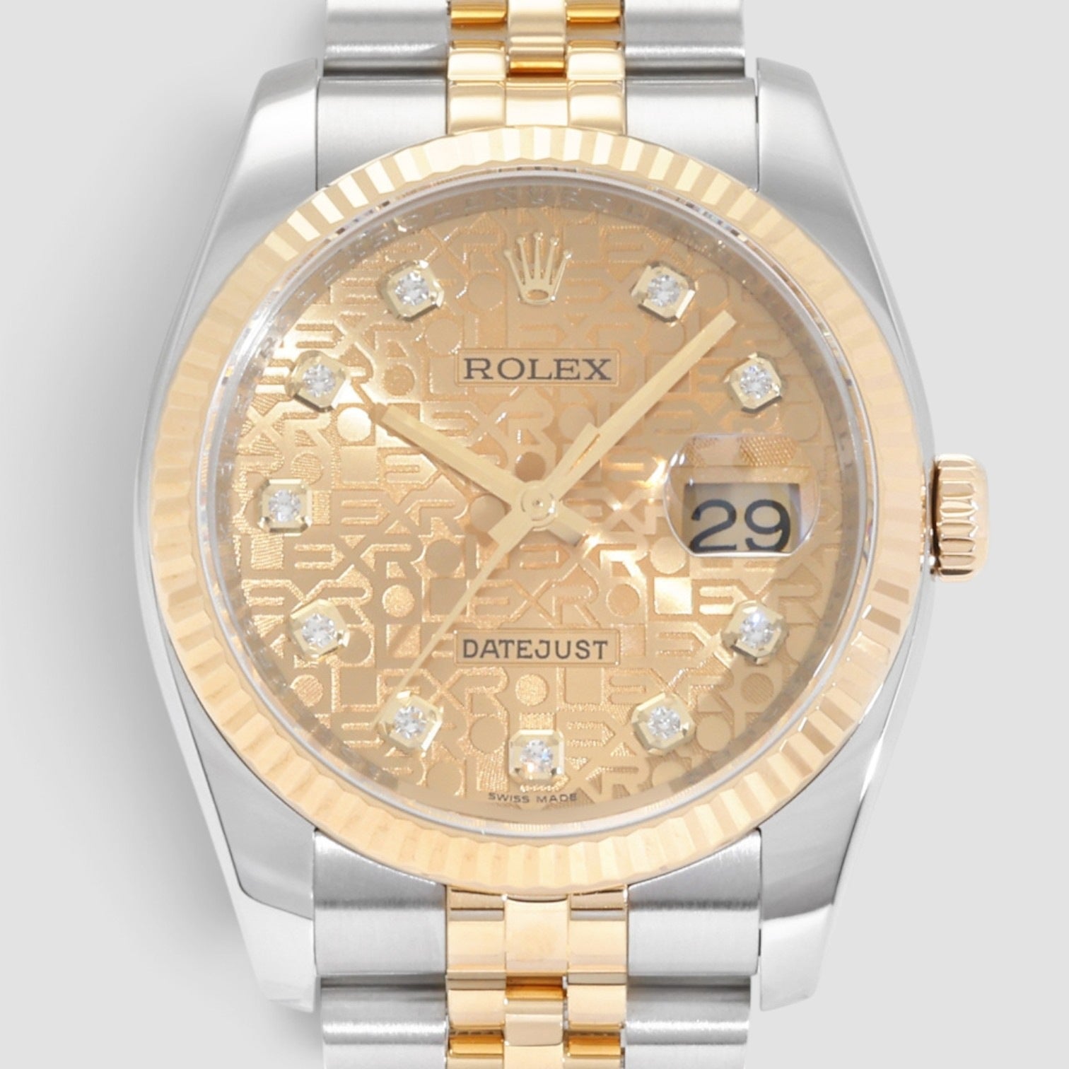 Datejust 36mm Stainless Steel & 18K Yellow Gold Champagne Diamond Dial