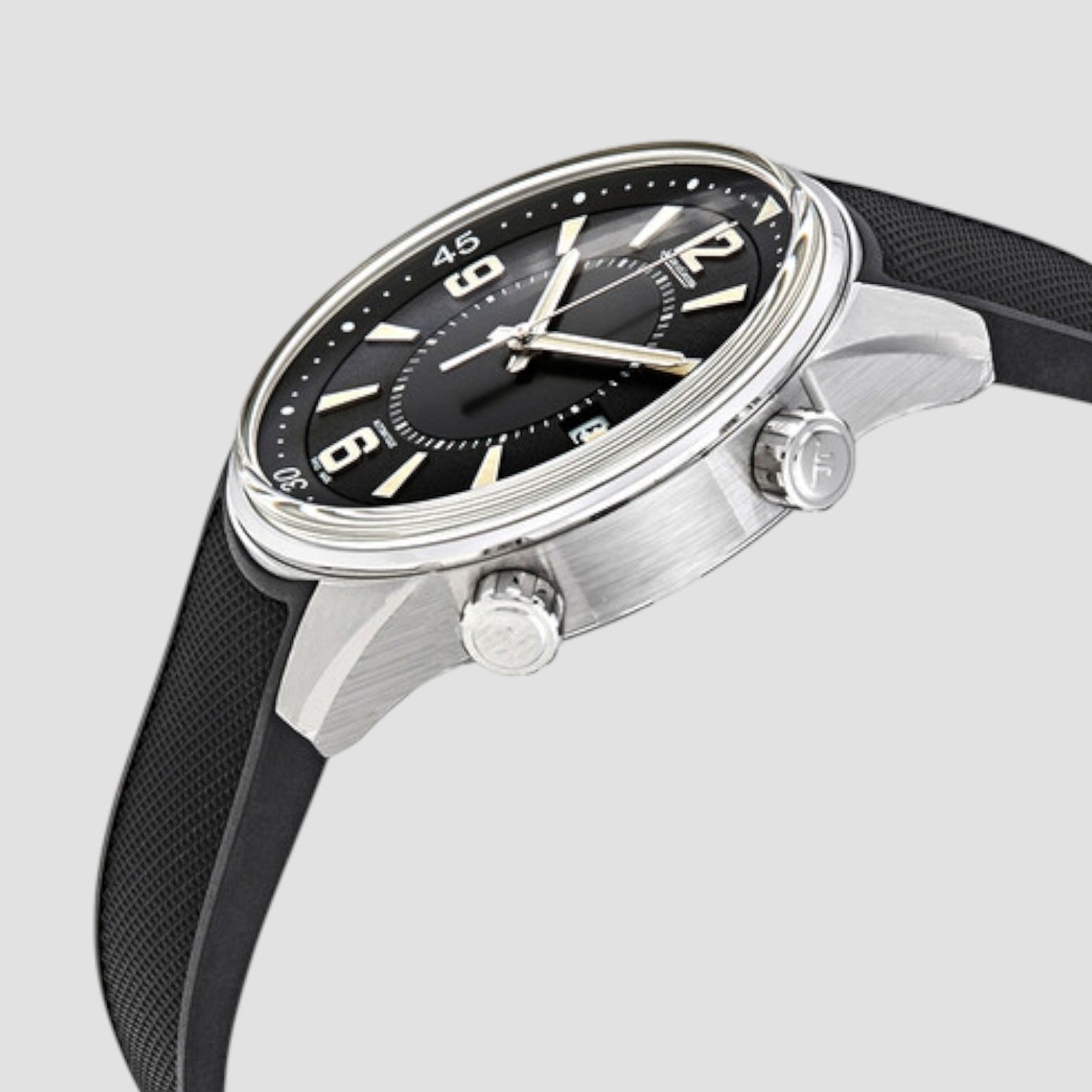 Polaris Date Automatic Black Dial Men's Rubber Watch