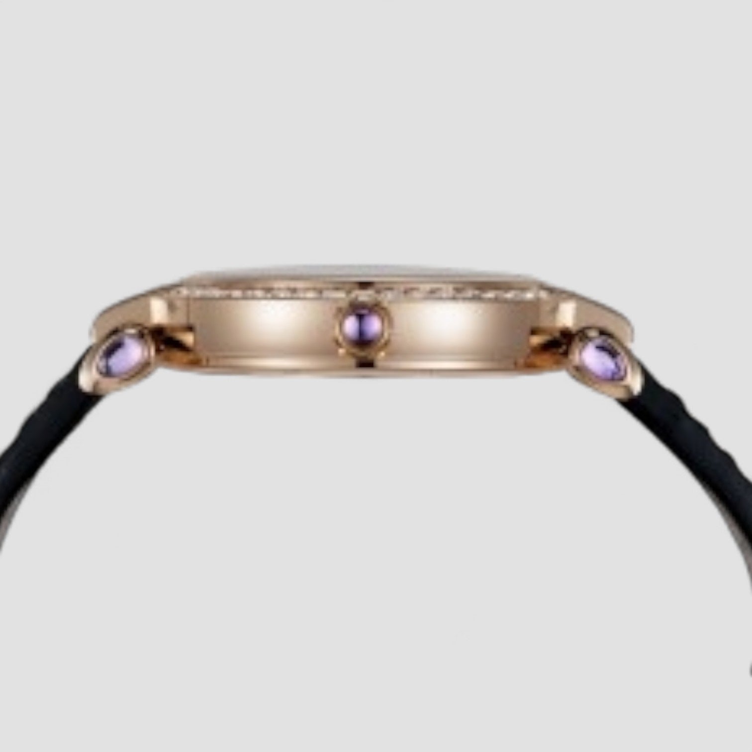 Imperiale Diamond Mother of Pearl Dial 18 kt Rose Gold Black Leather Ladies Watch