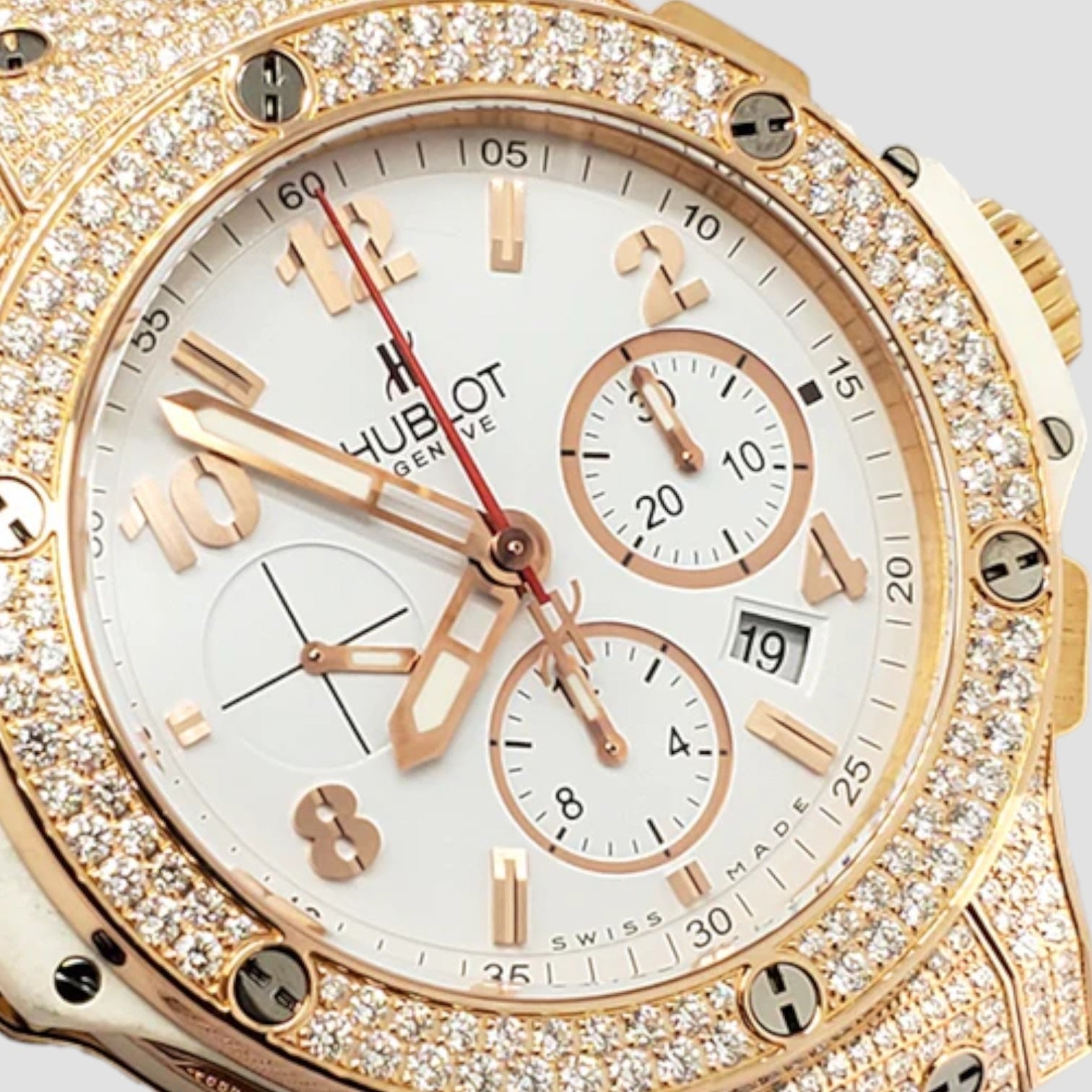 Big Bang Gold White Dial Chronograph Diamond Men's Watch