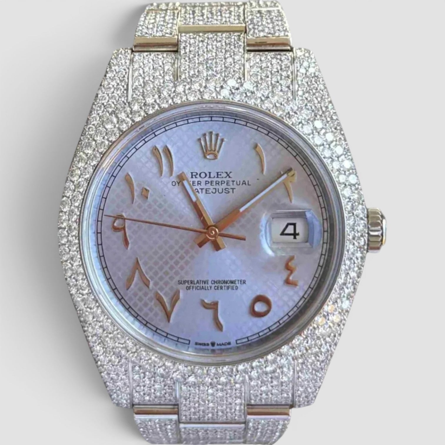 Datejust 41 Custom Arabic Dial Iced Out Diamond Set