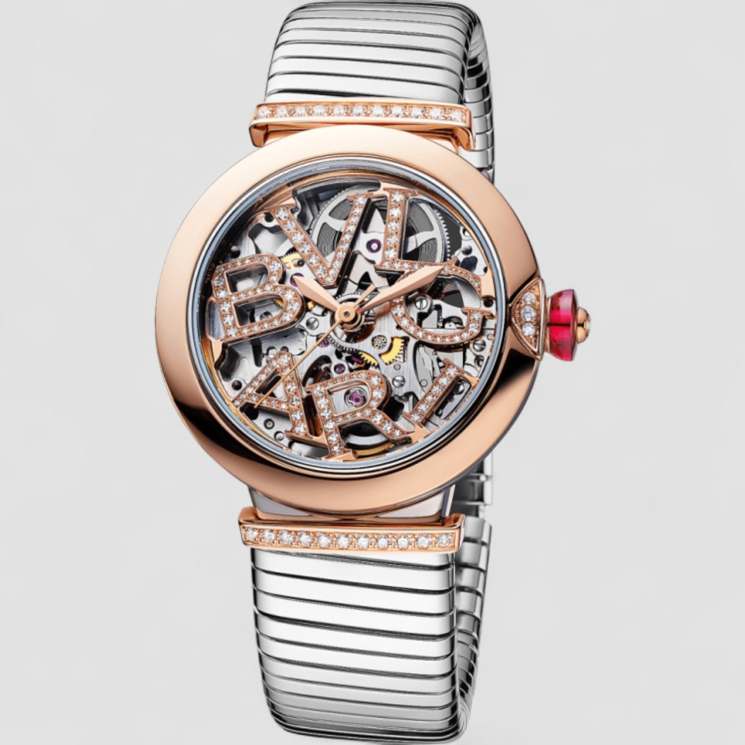 LVCEA Automatic Skeleton Dial 18kt Rose Gold Ladies Watch