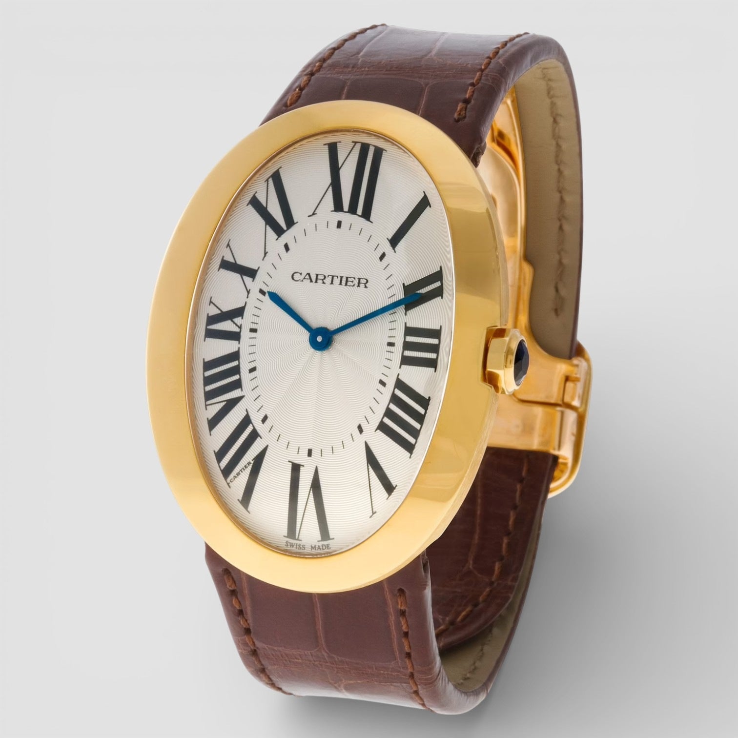 Baignoire Large 18k Yellow Gold Silver Dial Ladies Watch