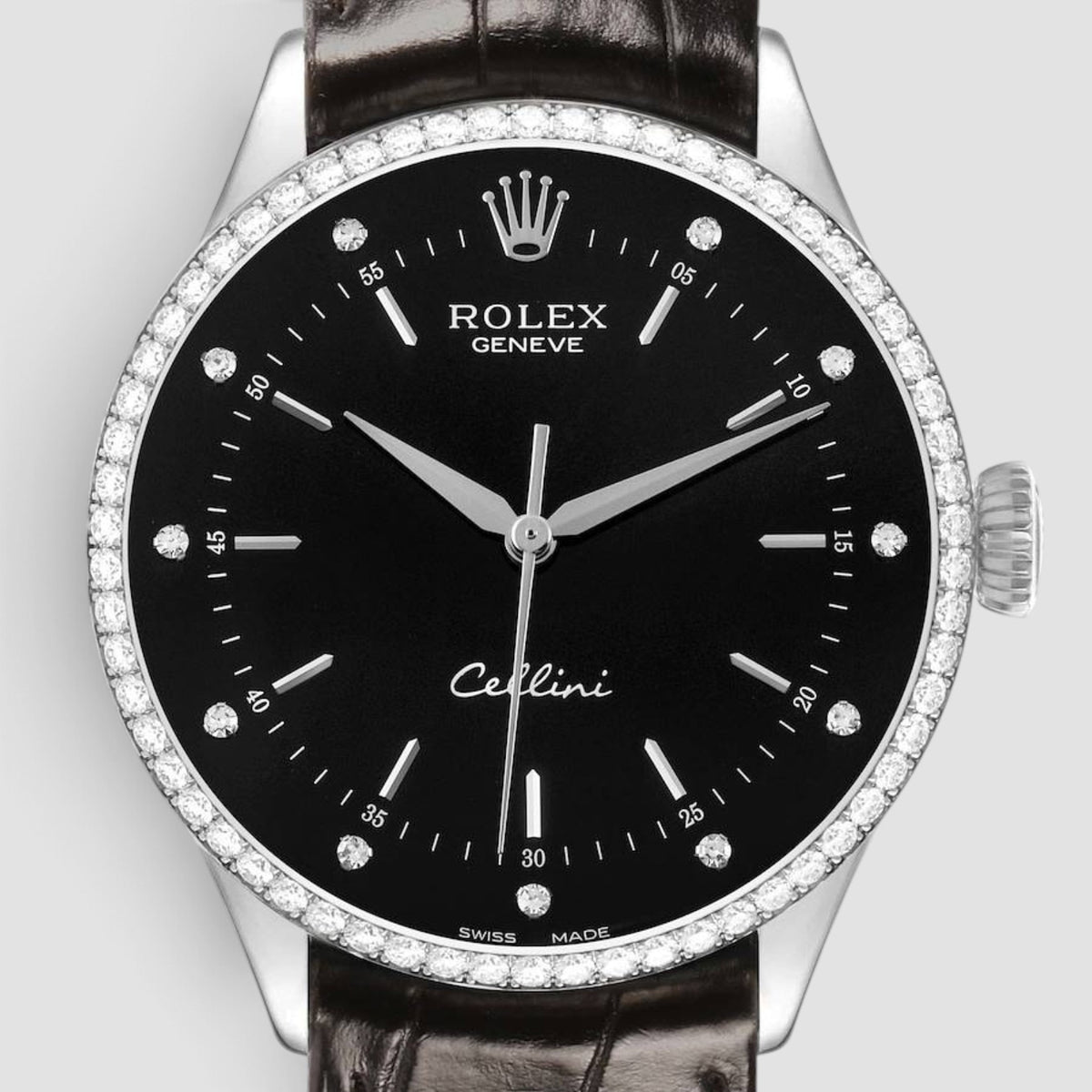 Cellini Time 39 White Gold Diamond Black Dial