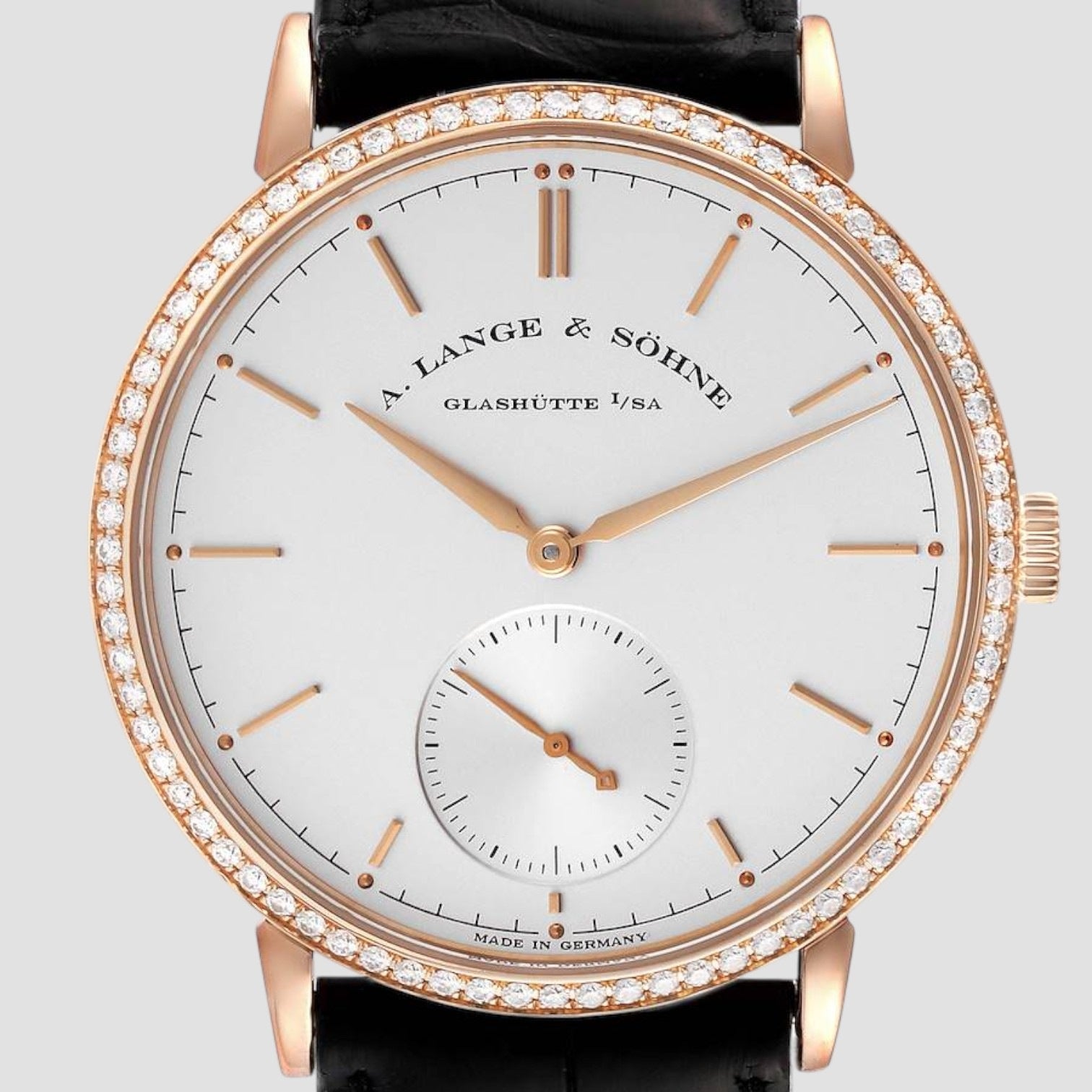 Saxonia Rose Gold Diamond Bezel Mens Watch