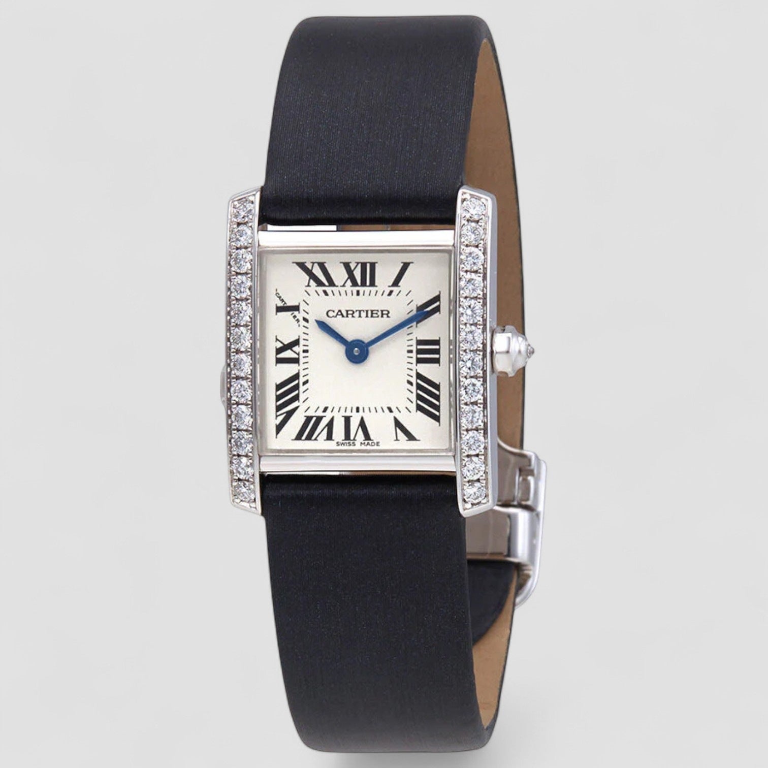 Tank Francaise Small 18k White Gold Diamond Watch