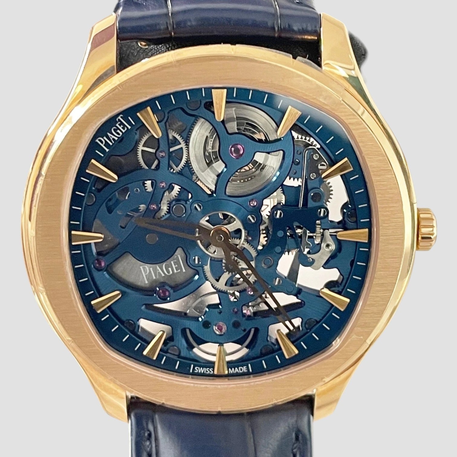 POLO SKELETON 42mm ROSE GOLD BLUE ALLIGATOR 42mm