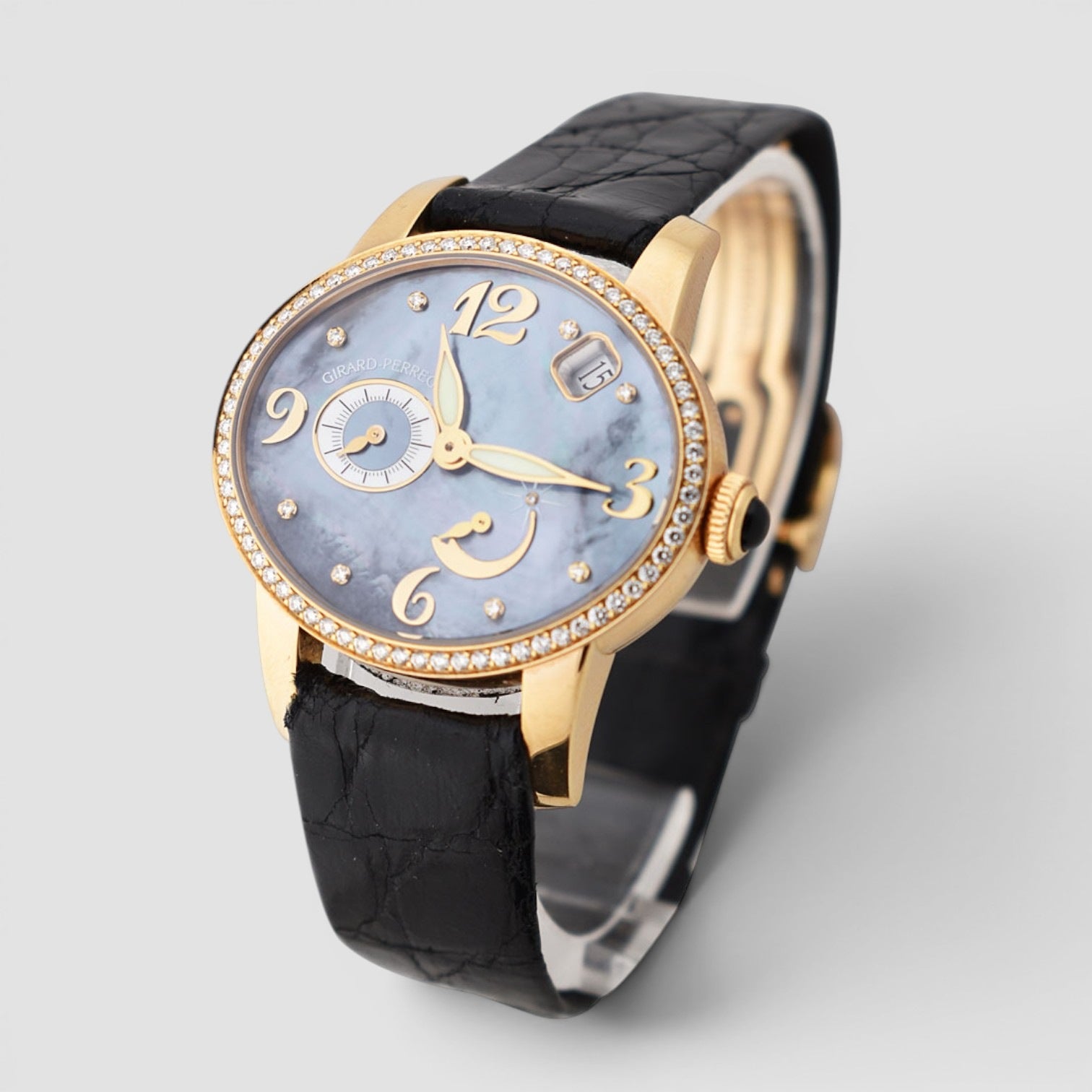 Cat’s Eye 18K Rose Gold Blue Mother-of-Pearl Diamond Dial