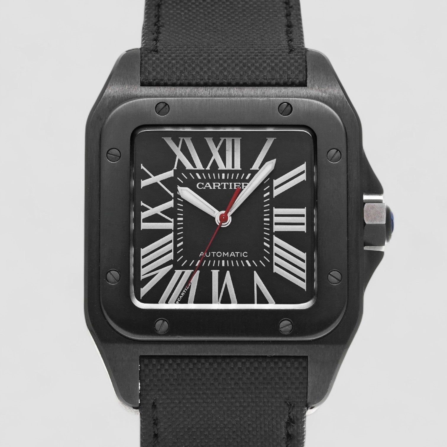 Santos 100 Carbon ADLC coated Steel Mens Watch