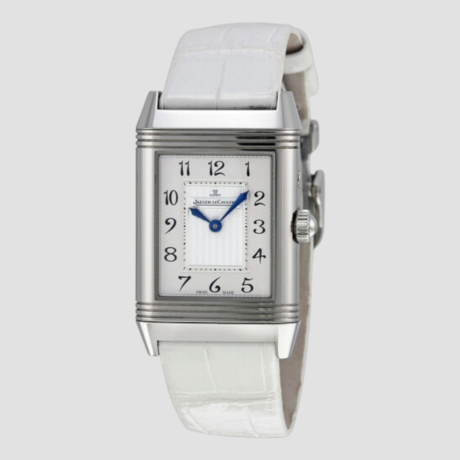 Reverso Duetto Duo White Leather Ladies Watch