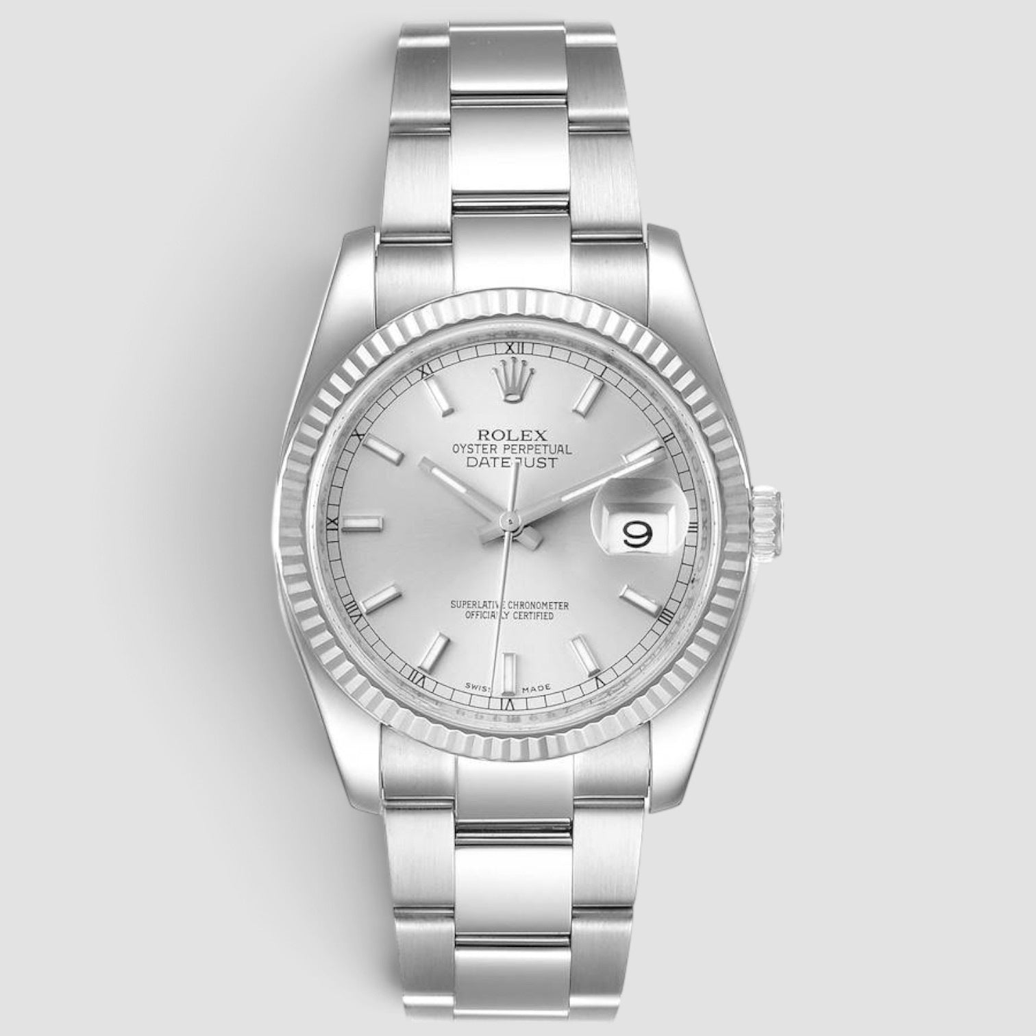 Datejust 36mm Stainless Steel & 18K White Gold Silver Dial