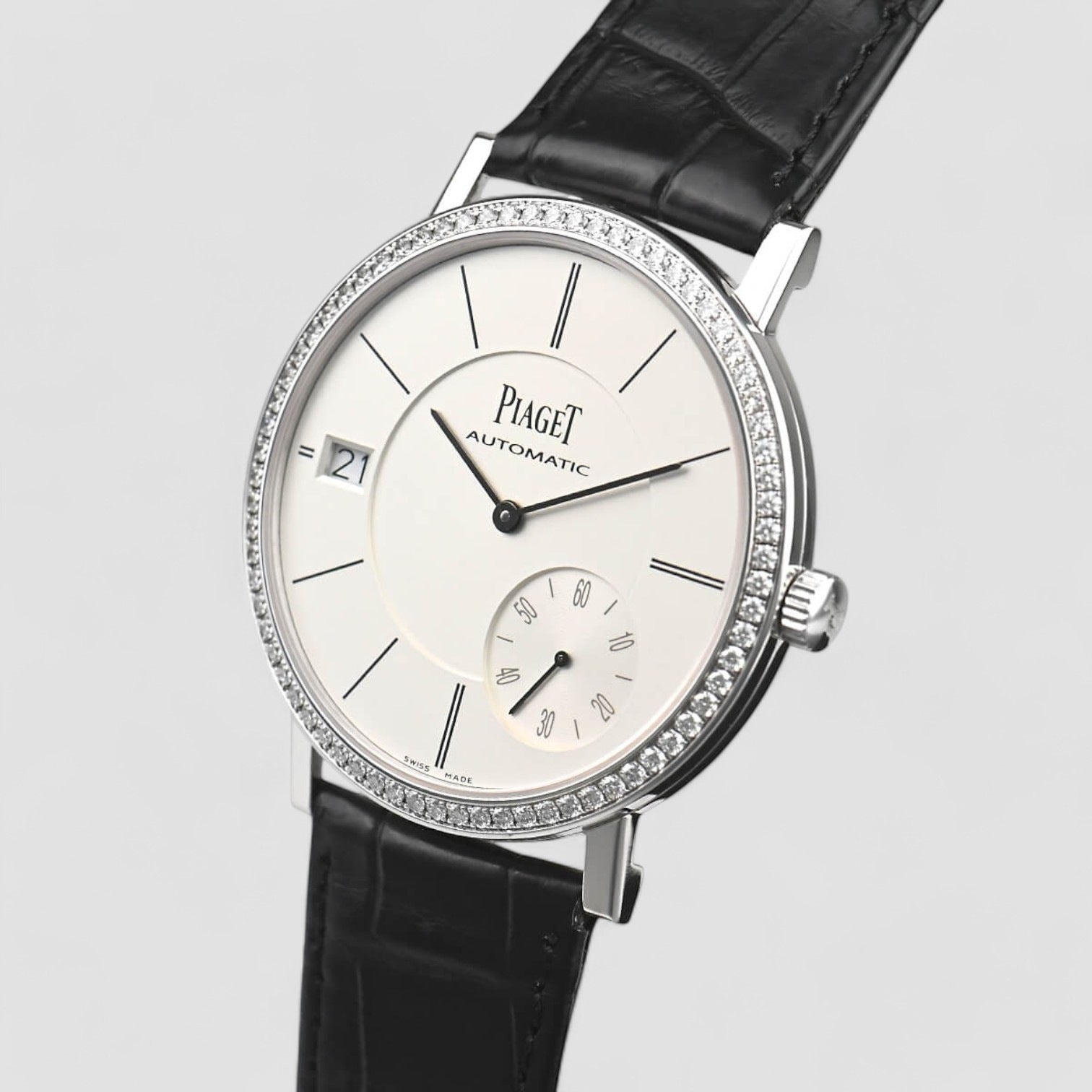 Altiplano Silvered Dial 18K White Gold Diamond Automatic Men's Wach