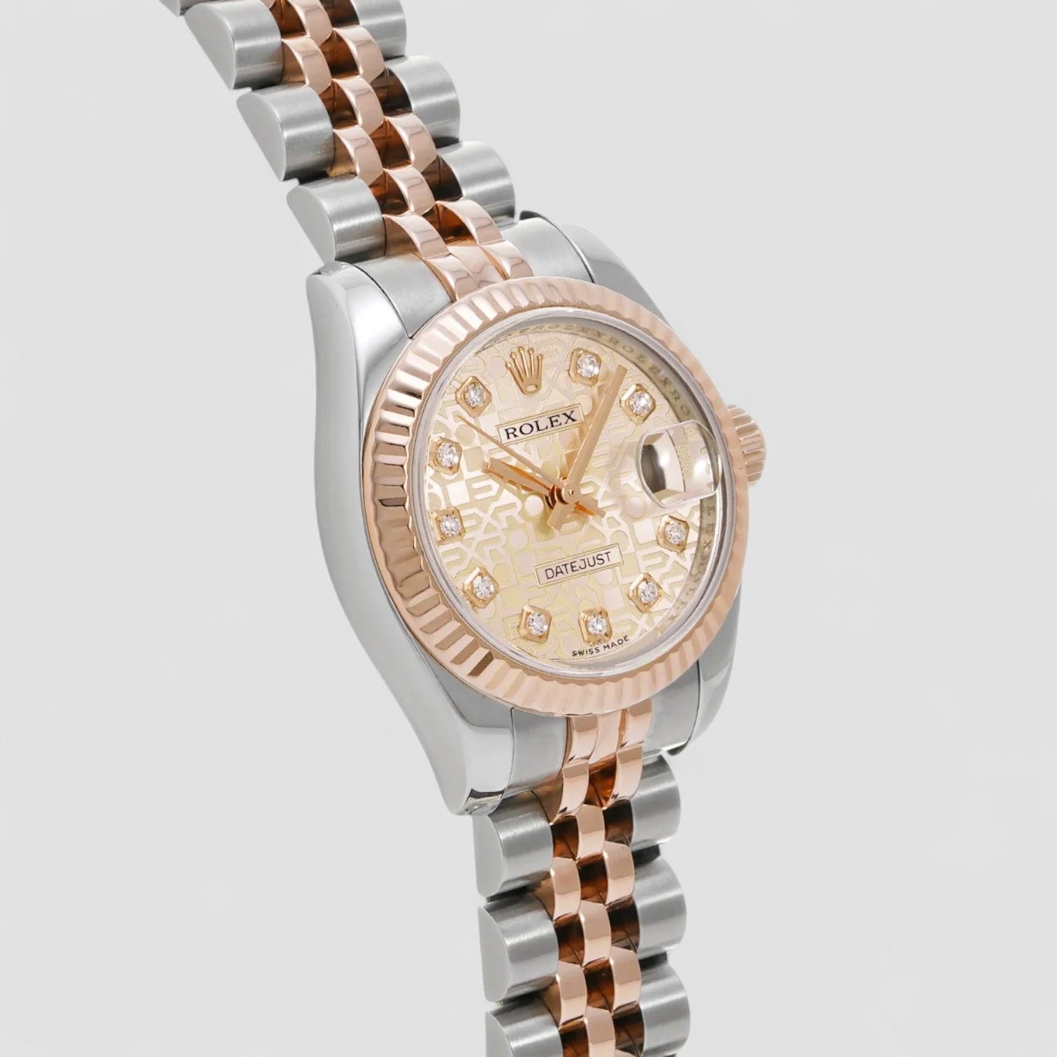 Datejust Steel Rose Gold Pink Diamond Dial Ladies Watch