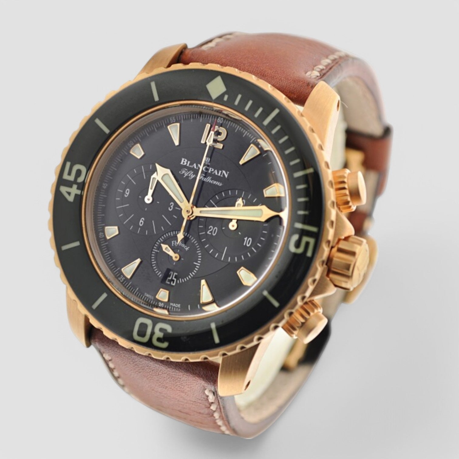 Fifty Fathoms Flyback Chronograph Black Dial 18K RG 2024
