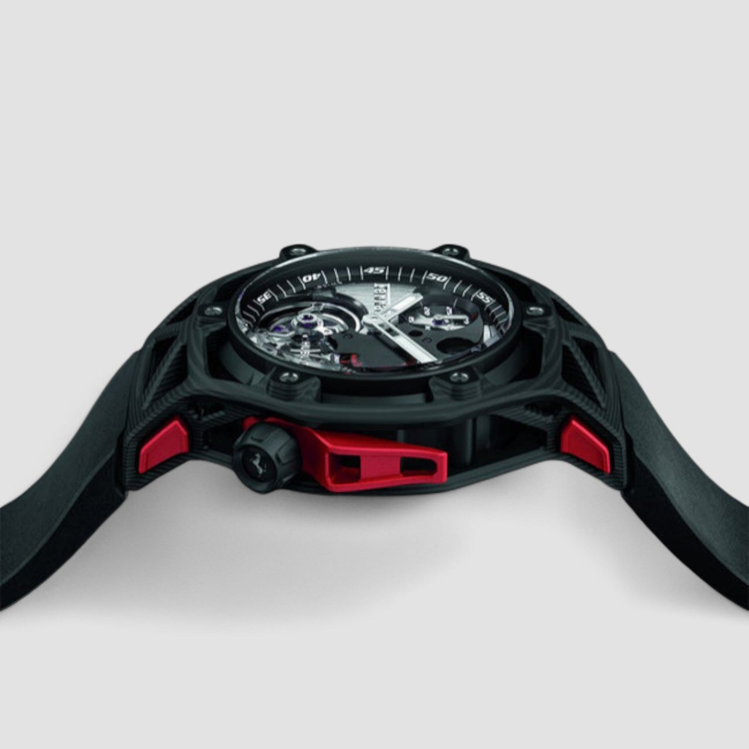 Techframe Ferrari Tourbillon Chronograph Carbon Fiber on Strap