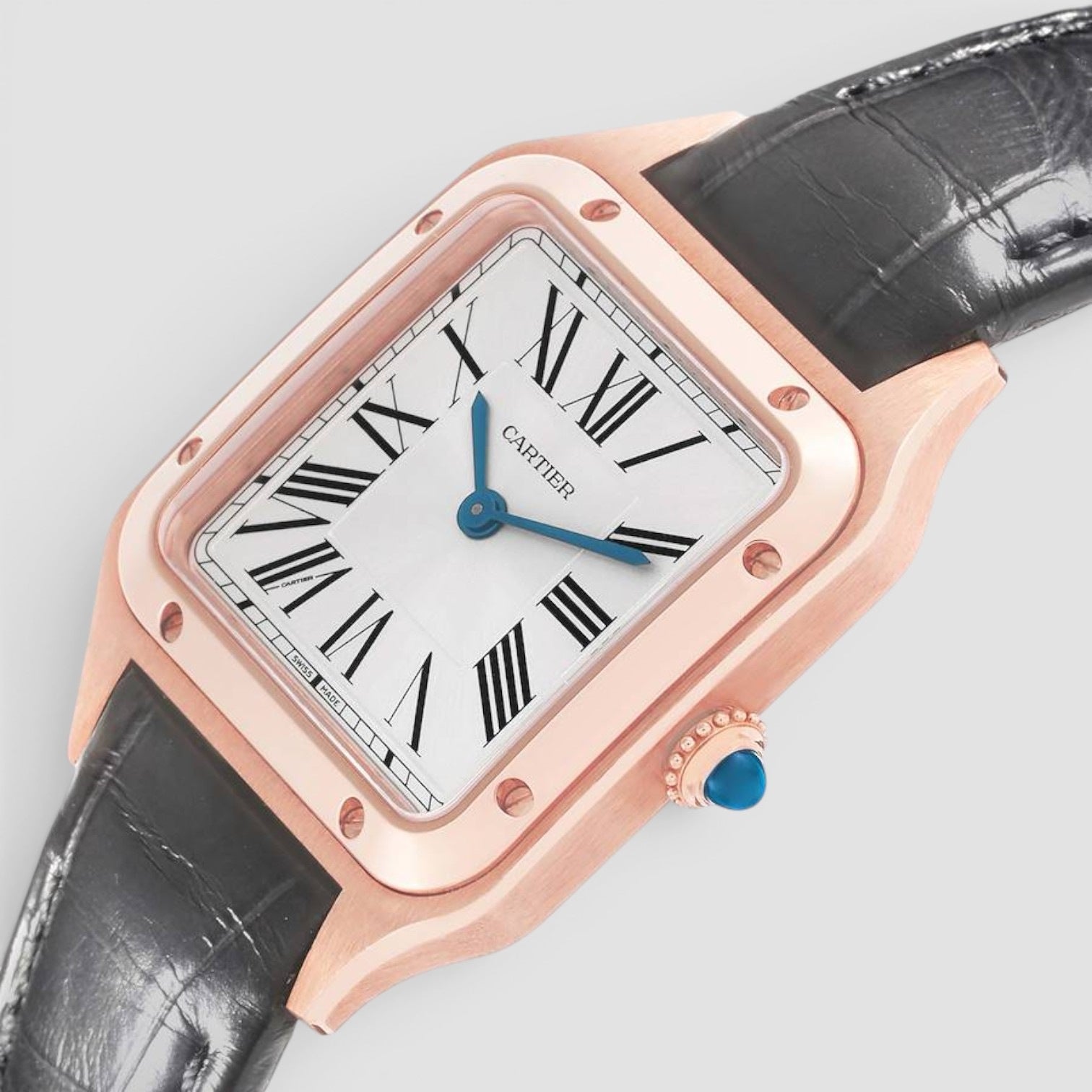 Santos-Dumont Small 18K Rose Gold Silver Dial