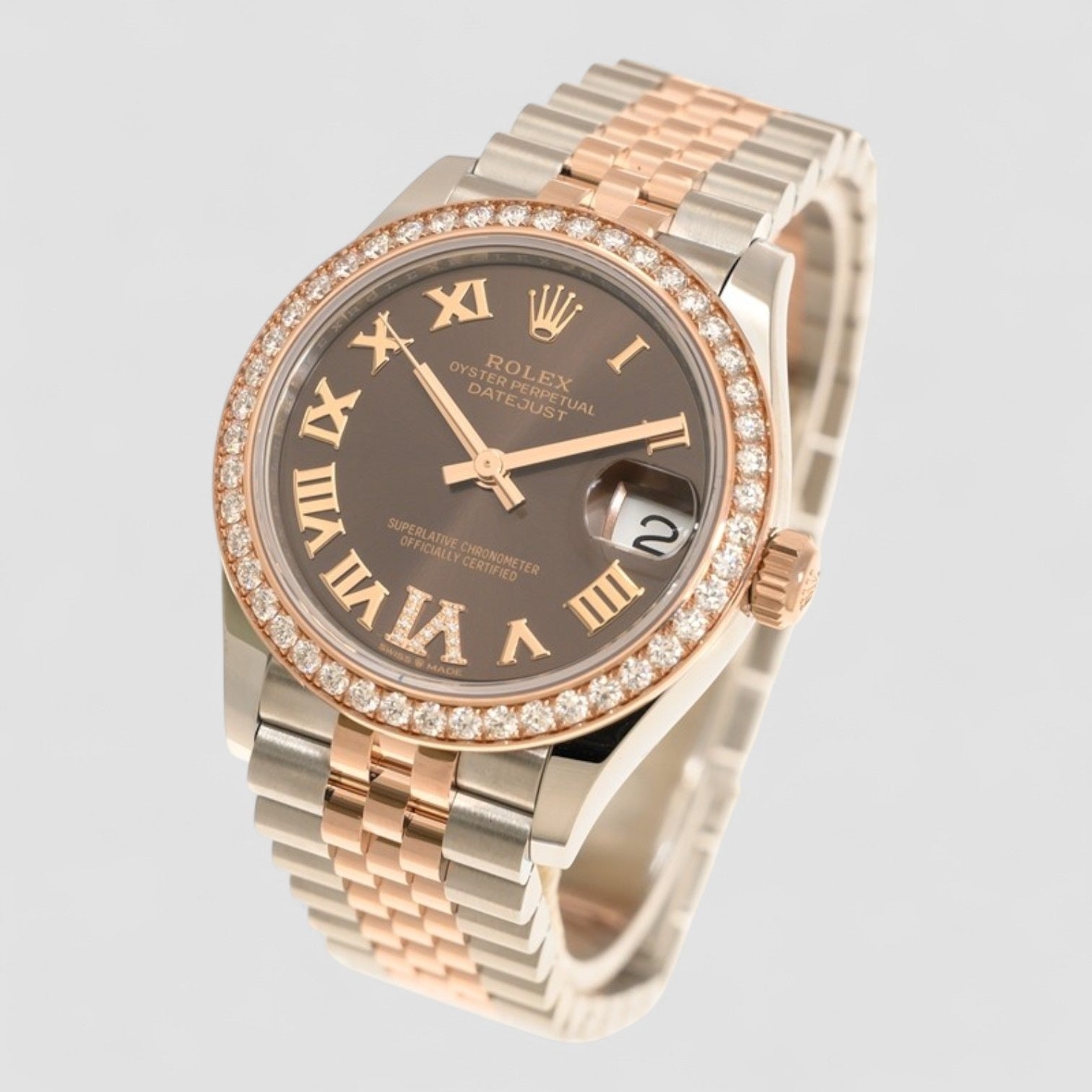 Datejust 31 Automatic Chocolate Dial Chronometer Diamond Bezel Ladies Watch