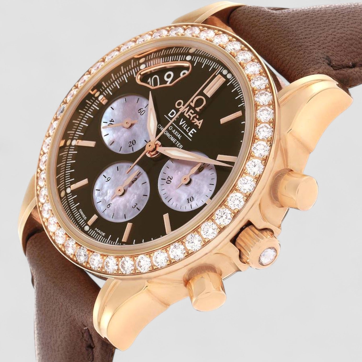 DeVille CoAxial Rose Gold Diamond Ladies Watch