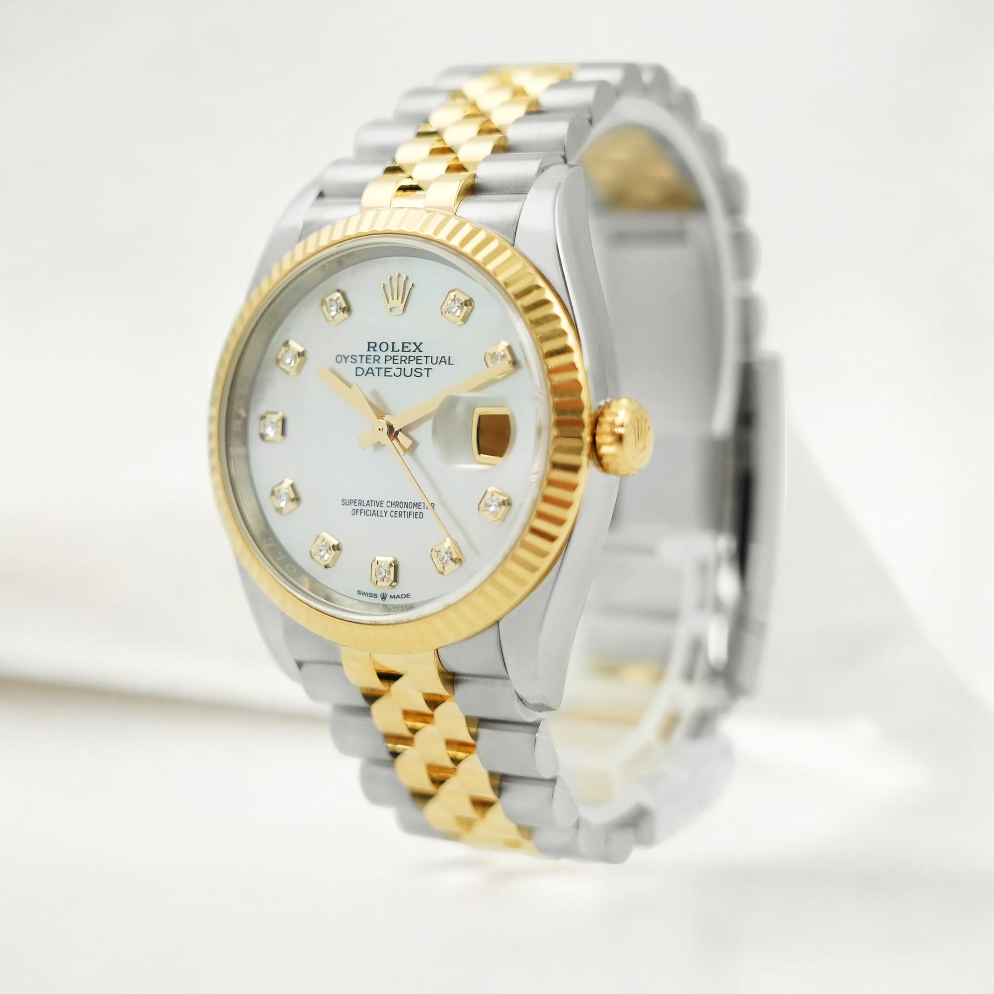 Datejust 36 Twotones Mother Of Pearl Diamond Dial Full Set