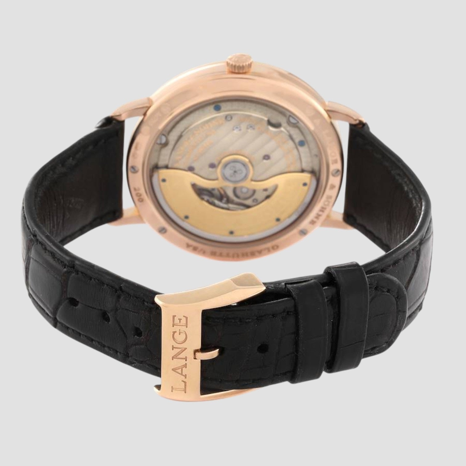 Saxonia Rose Gold Diamond Bezel Mens Watch