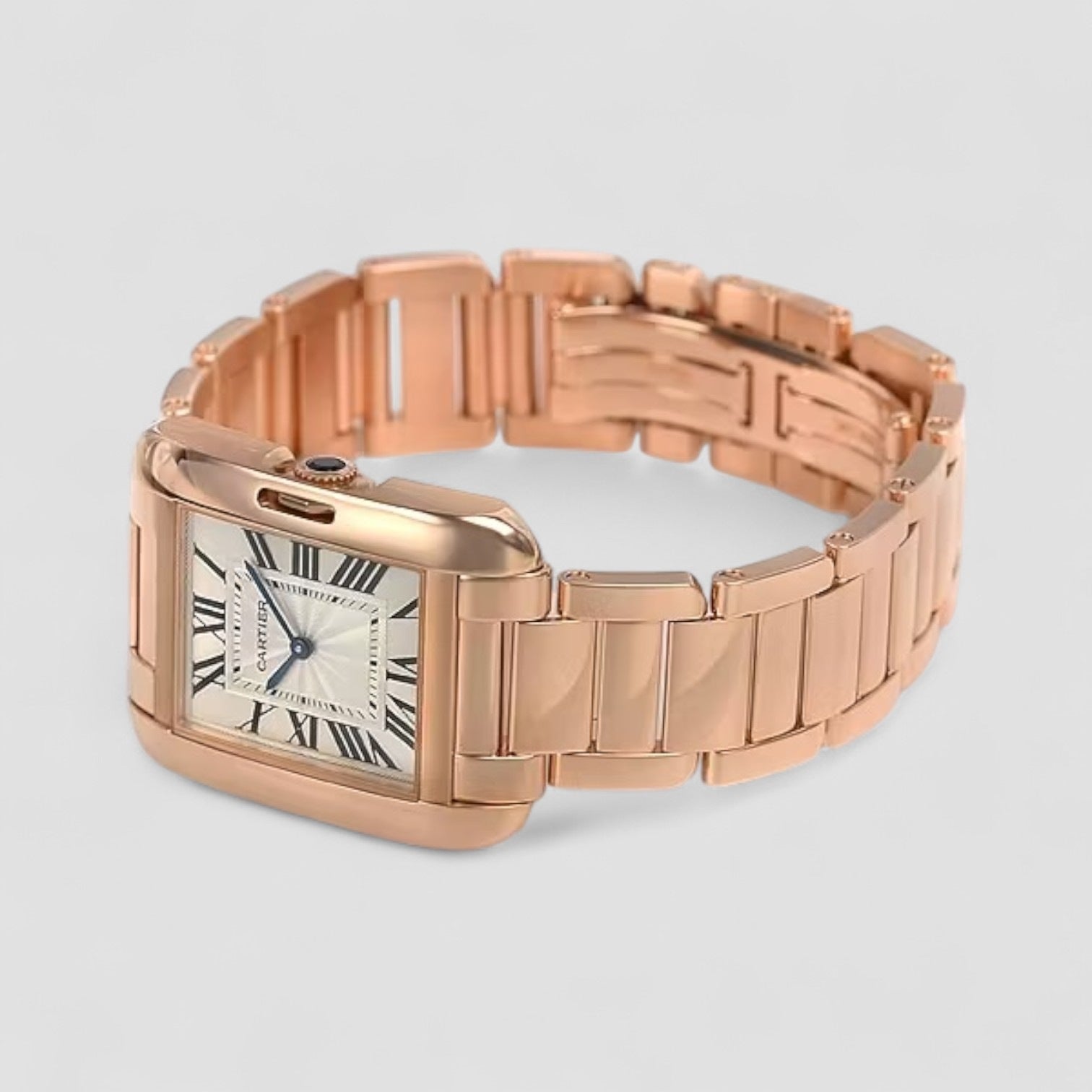 Tank Anglaise Silvered Flinque Dial Ladies Watch