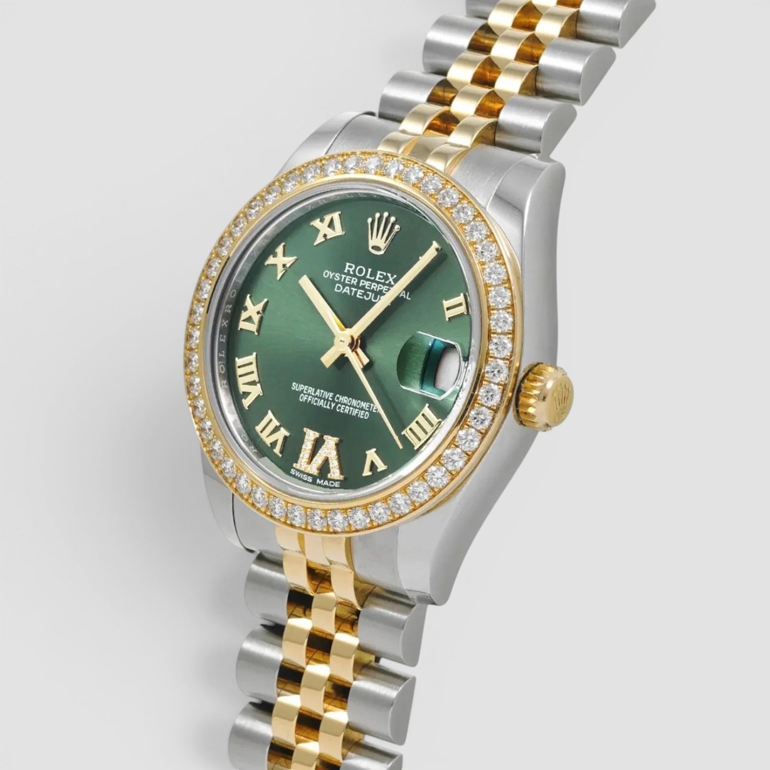Datejust 31mm Factory Diamond Bezel Green Roman Dial